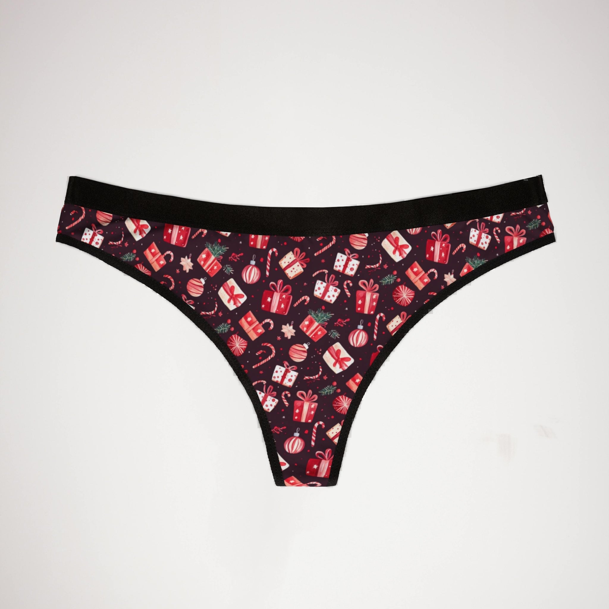 Women's thongs red coquette christmas one