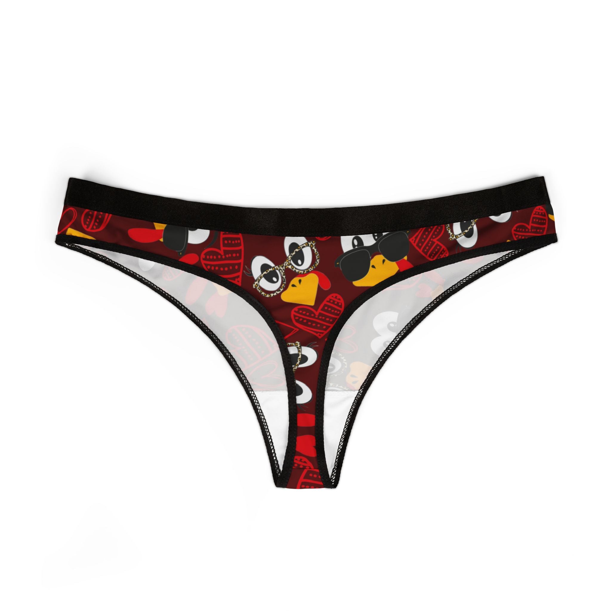 Women's thongs Mr Turkey Mrs Turkey valentine hearts Thanksgiving red