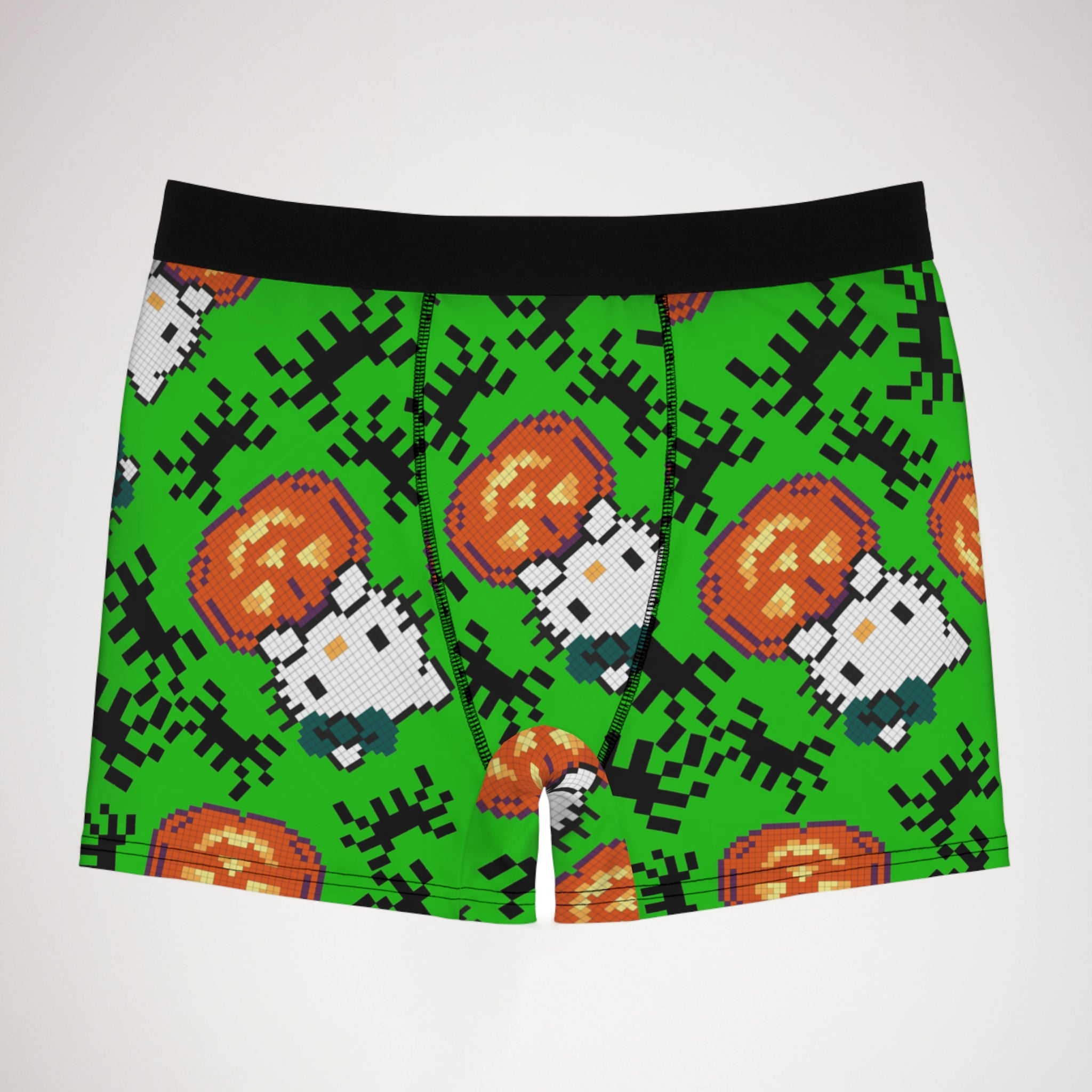 Men's boxer briefs kitty pumpkin Halloween pixel spider green