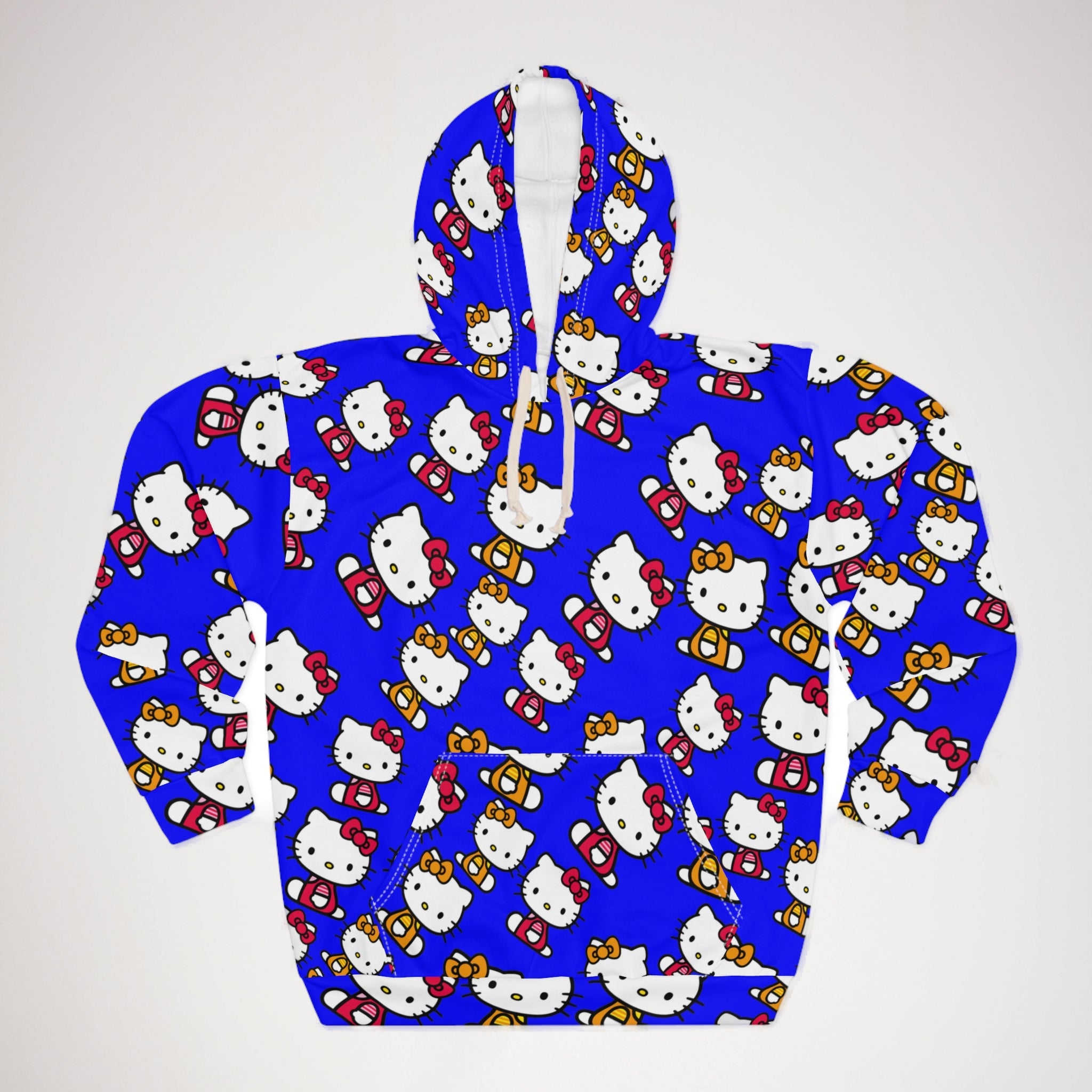 Unisex pullover hoodie kitty two colors blue