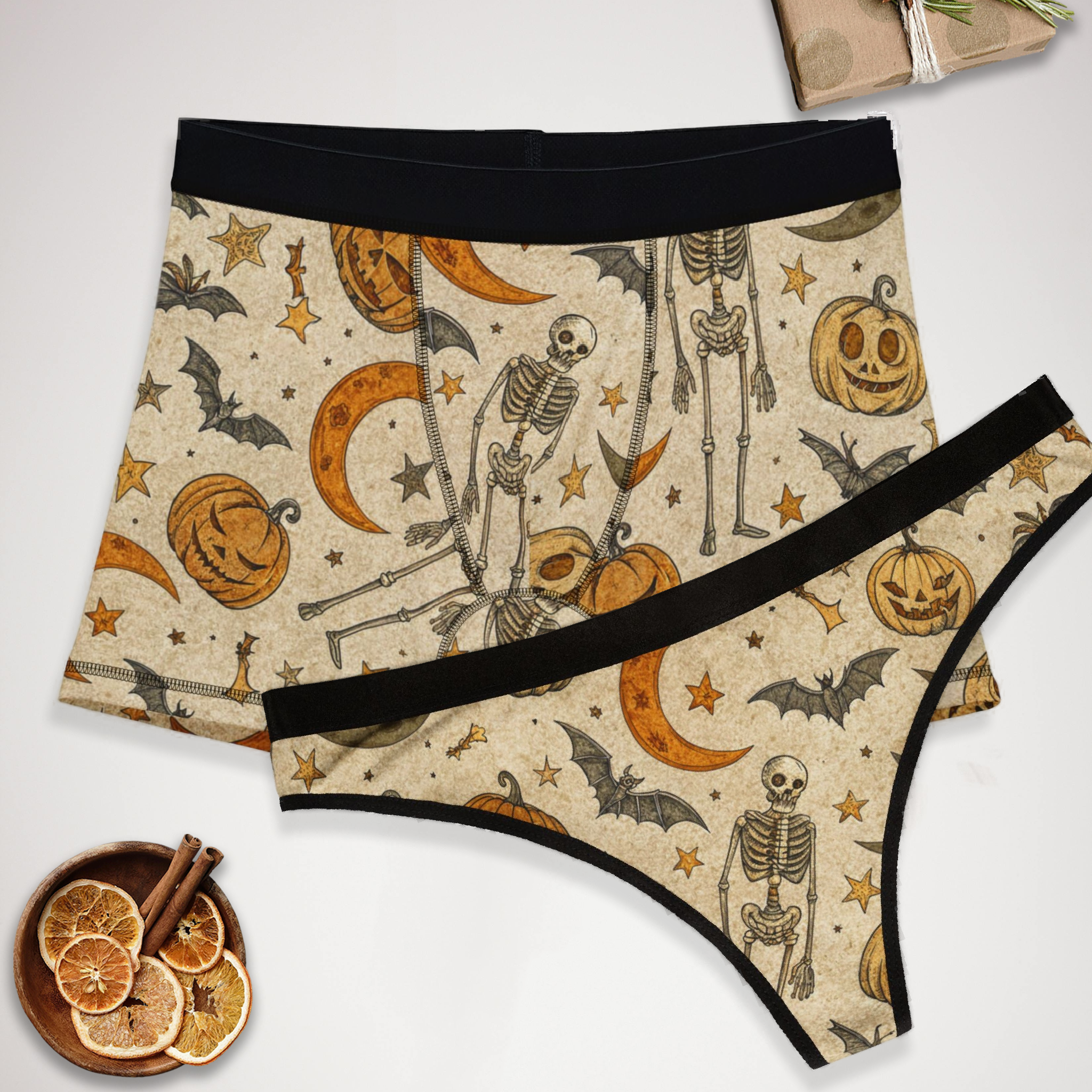 Matching underwear Vintage Halloween for couples boxer & thong set