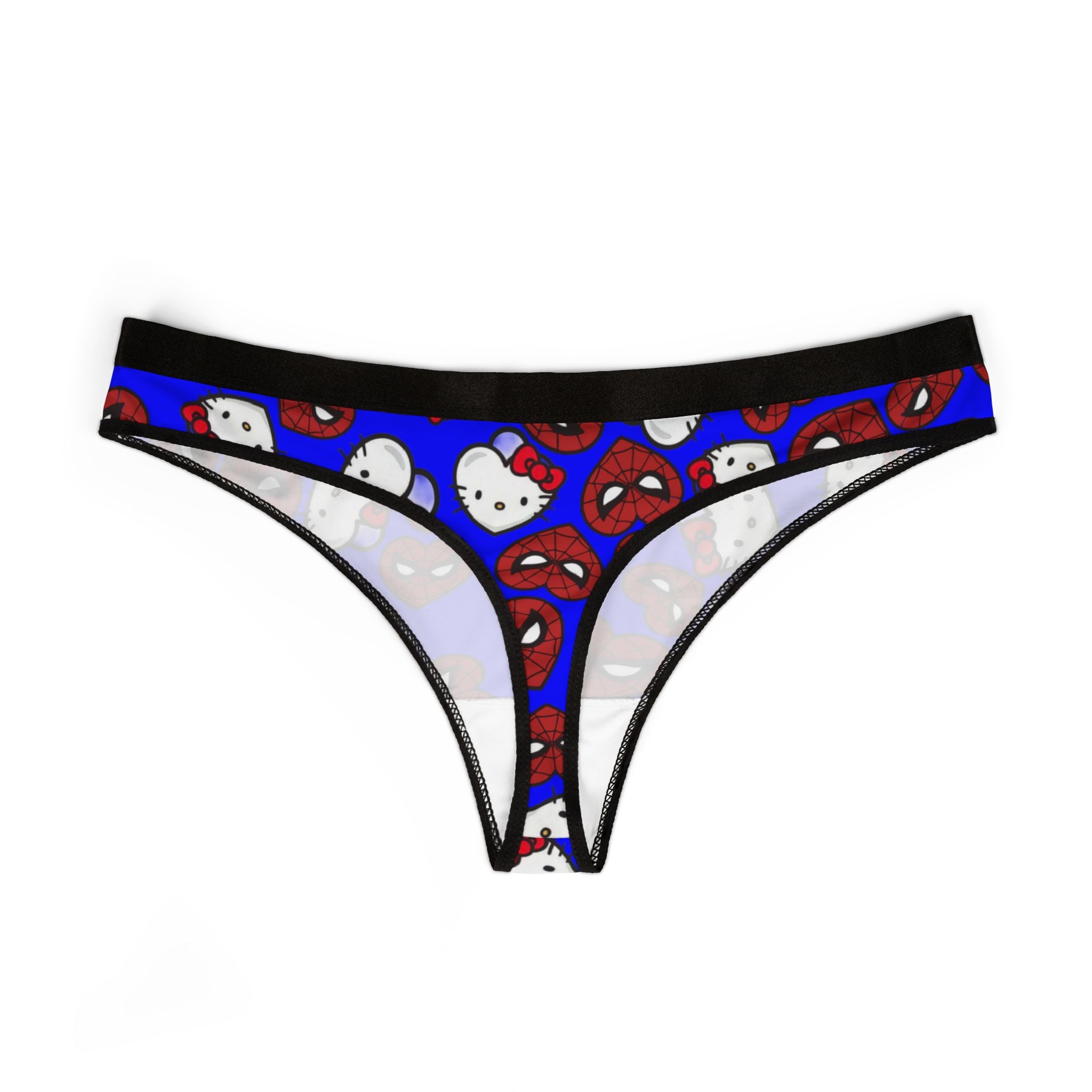 Women's thongs spider kitty double hearts blue