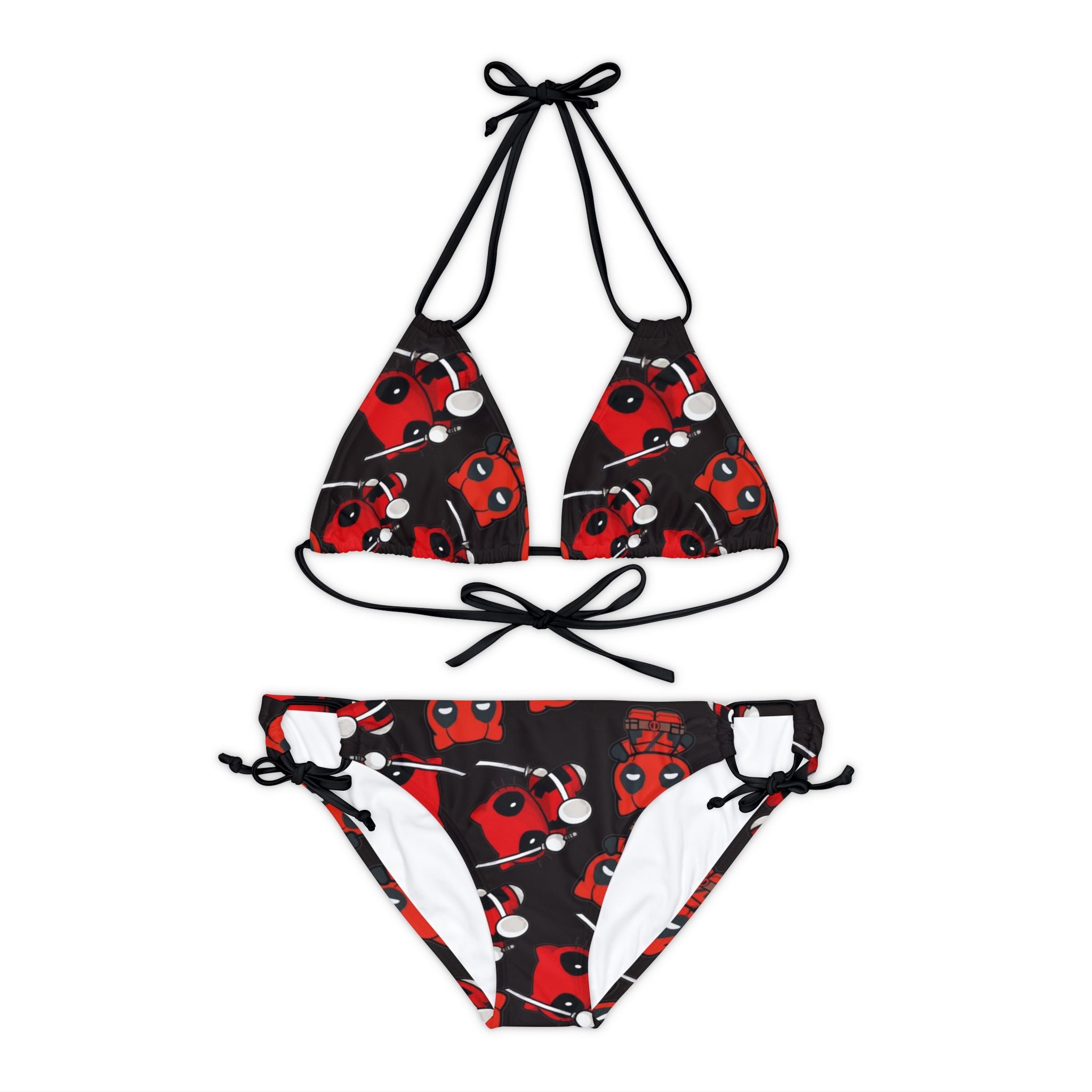 Strappy bikini set kitty deadpool black