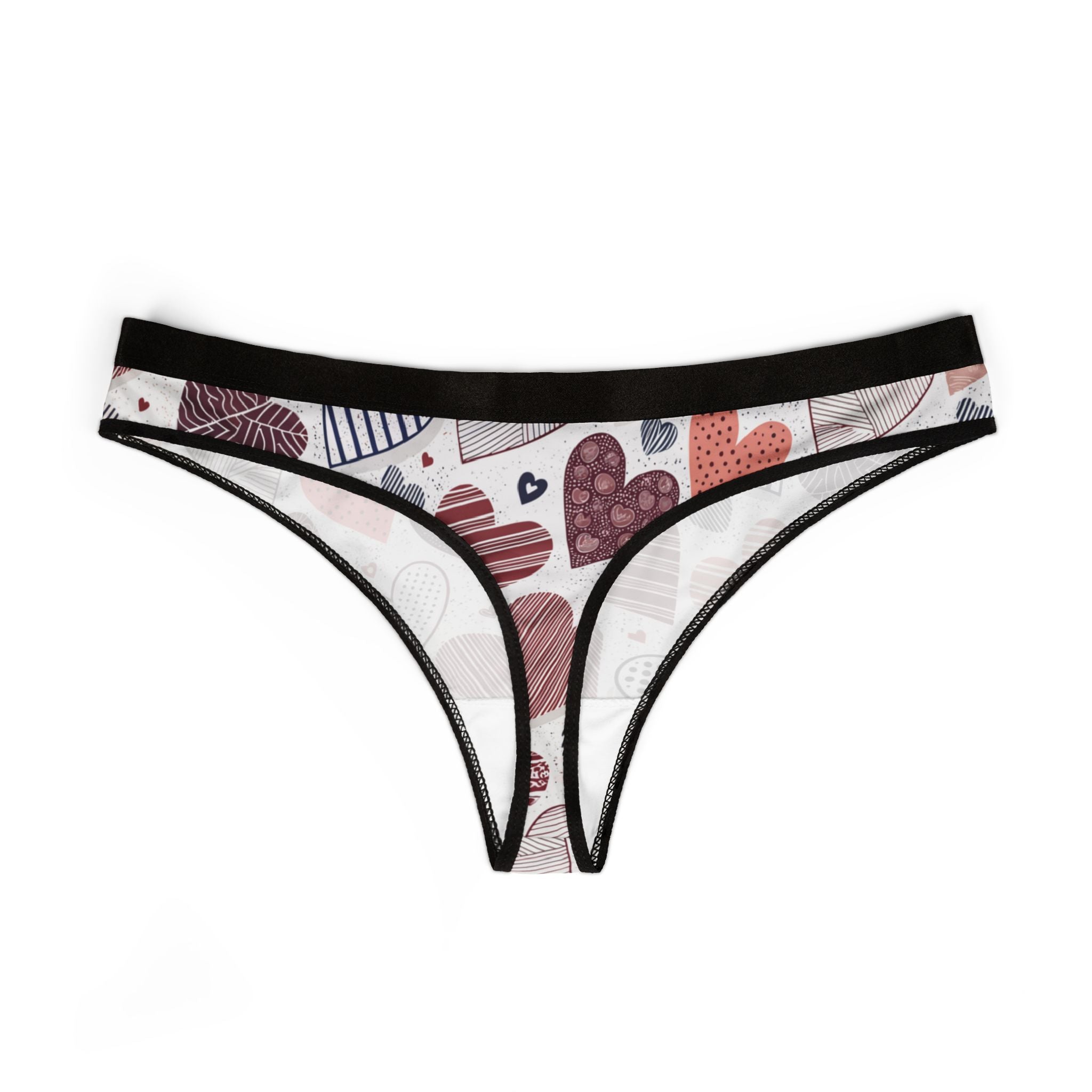 Women's thongs valentine heart retro three