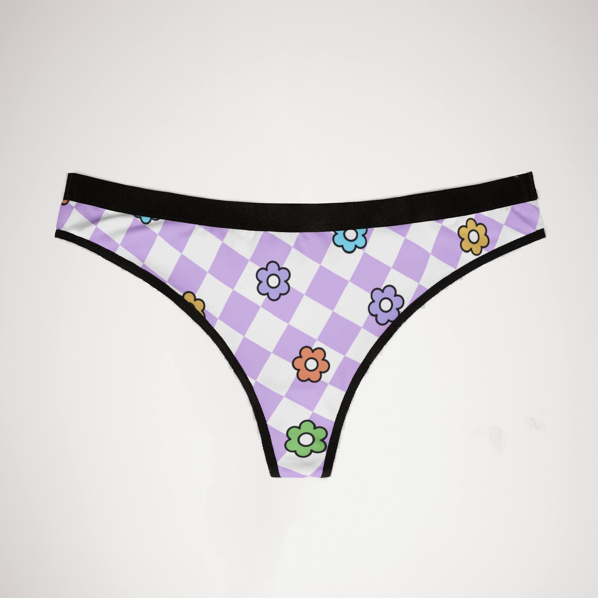 Women's thongs spring flower checkered