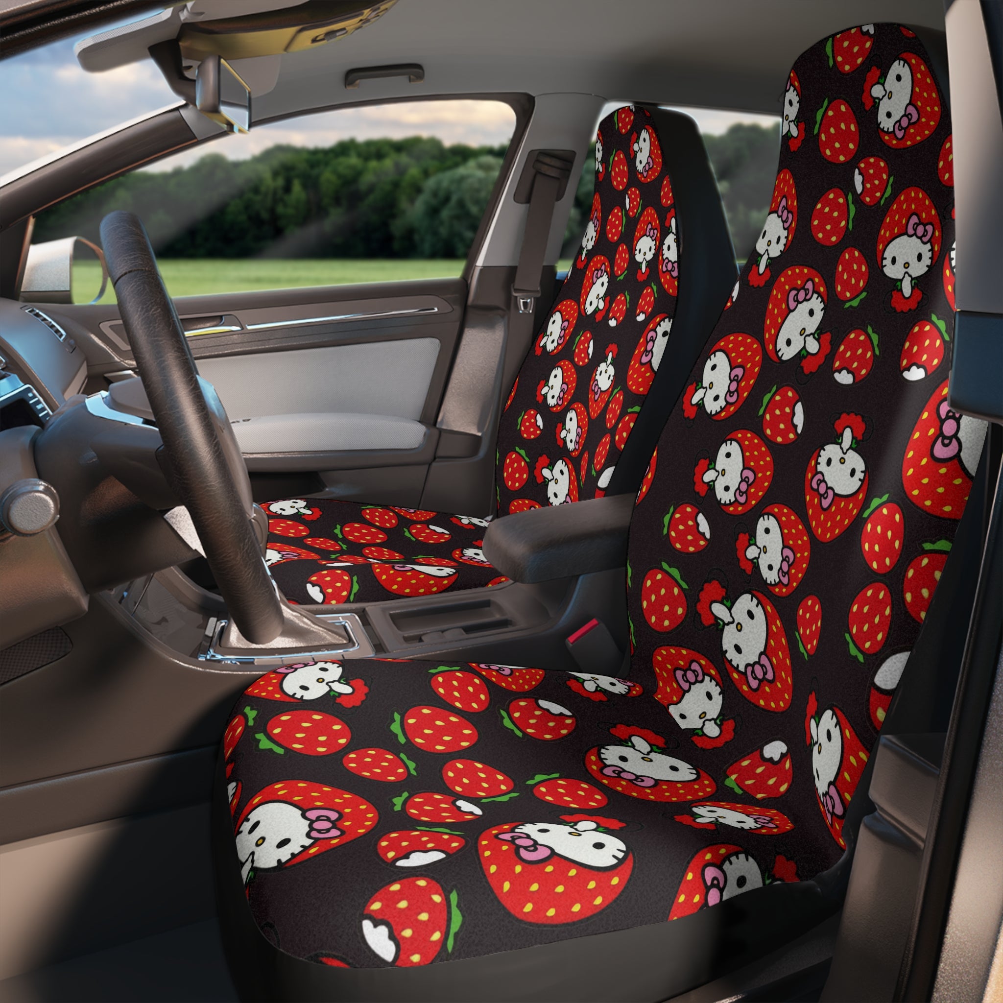 Car seat covers kitty strawberry valentine black