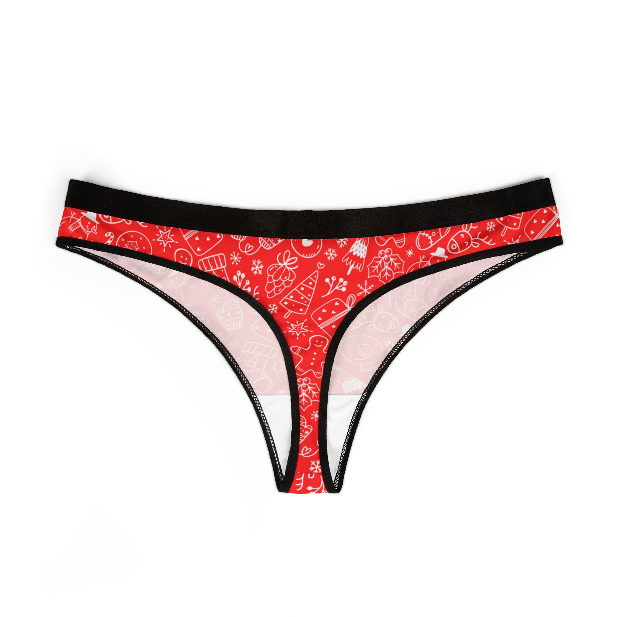 Women's thongs red white christmas