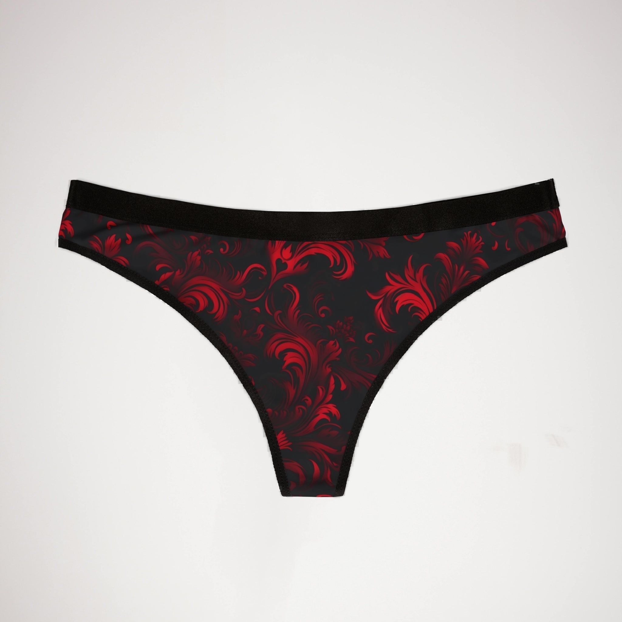 Women's thongs red damask