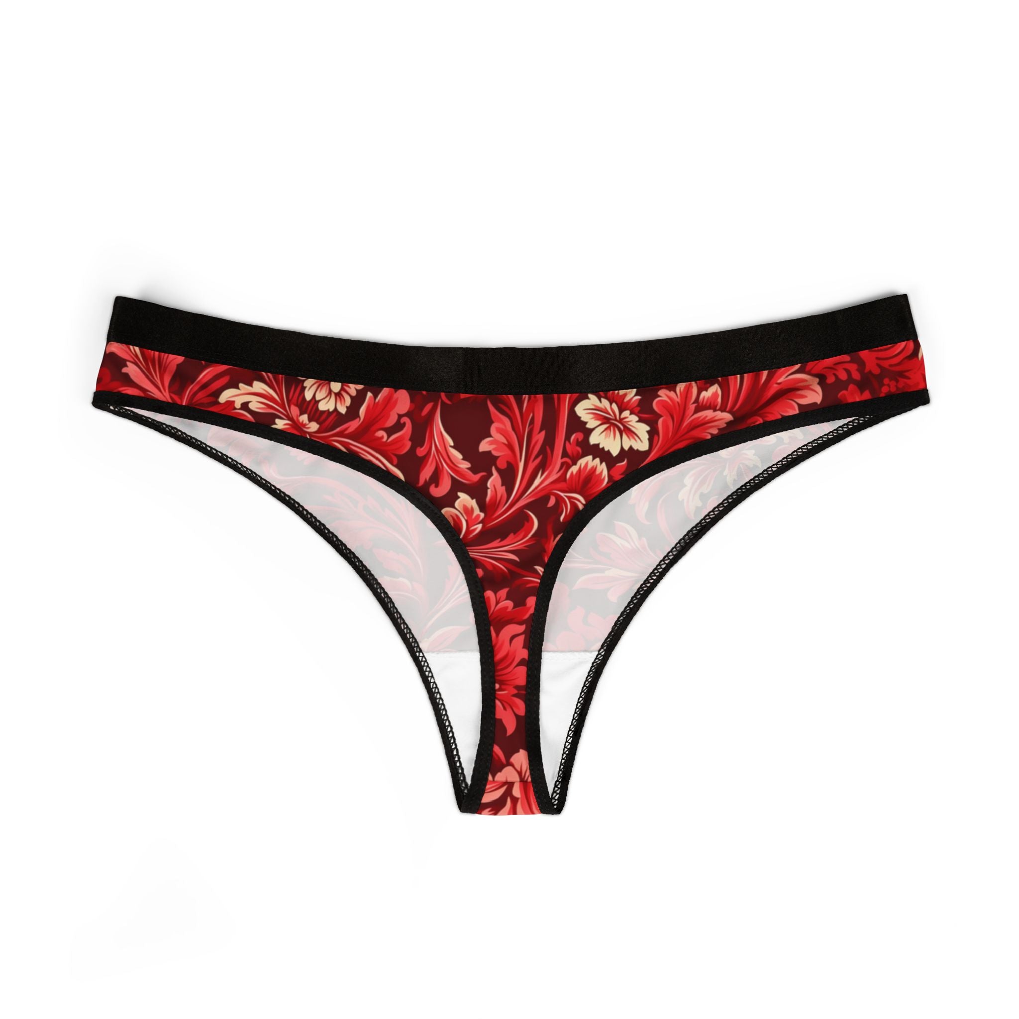 Women's thongs red damask