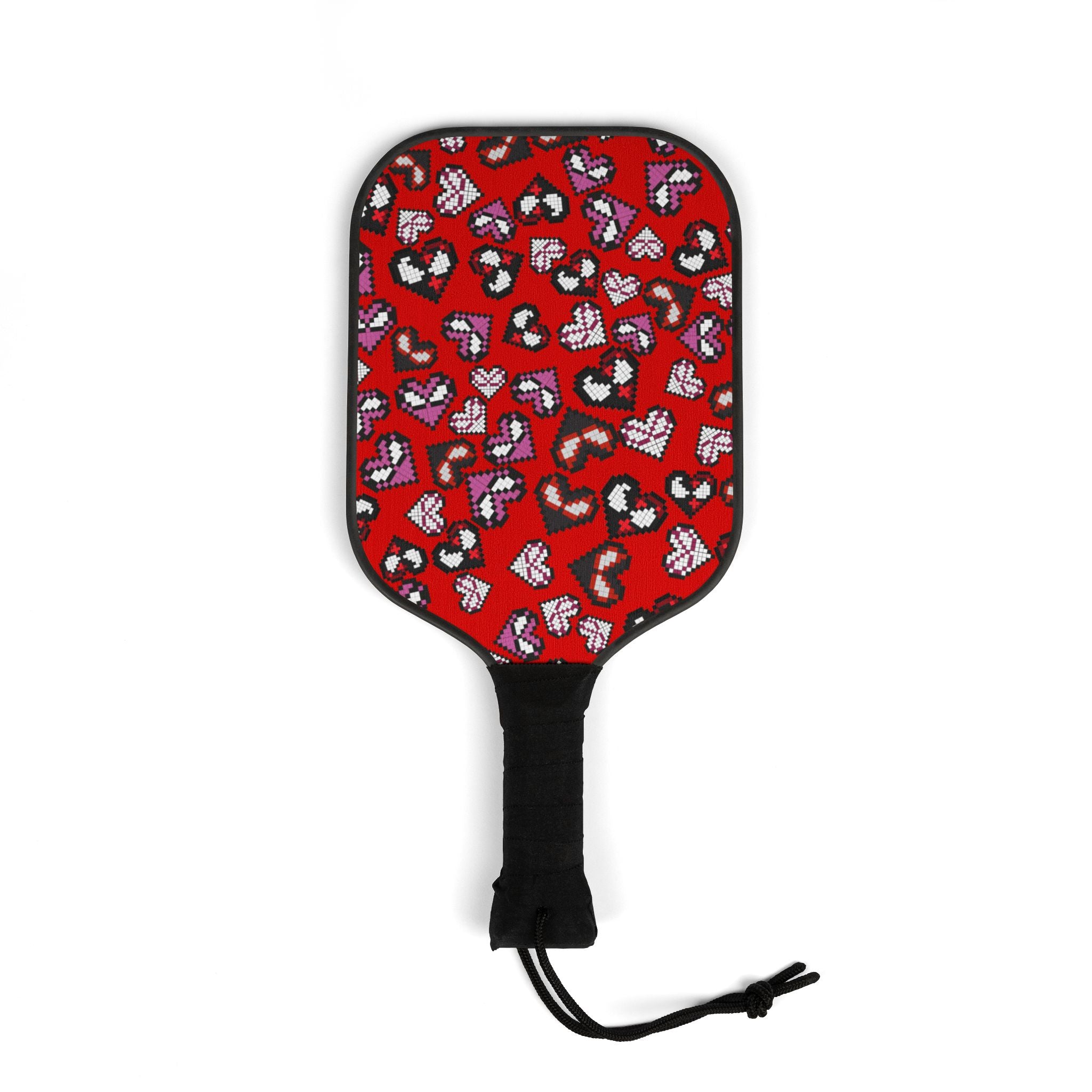 Pickleball kit (2 paddles + 2 balls + transparent bag) spider hearts pixel red