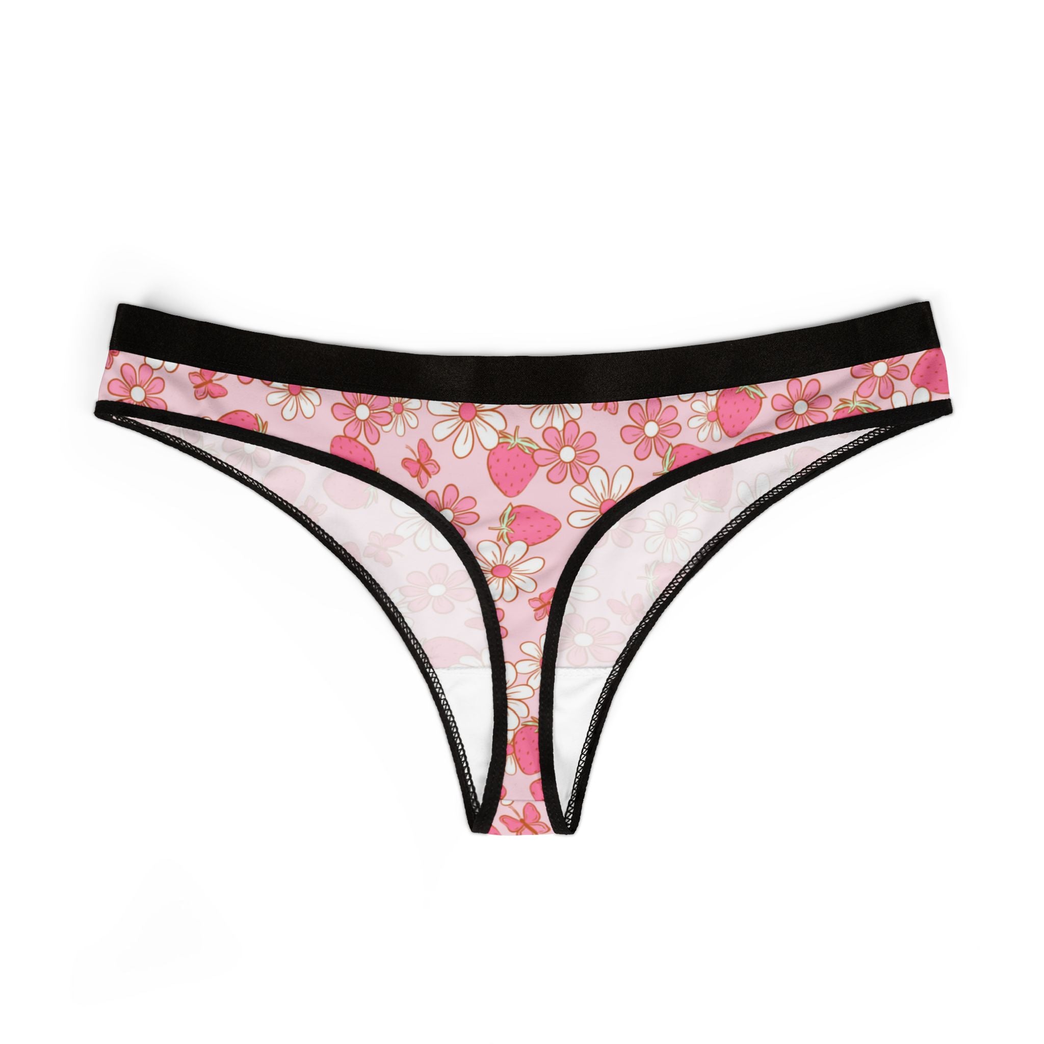 Women's thongs strawberry daisy