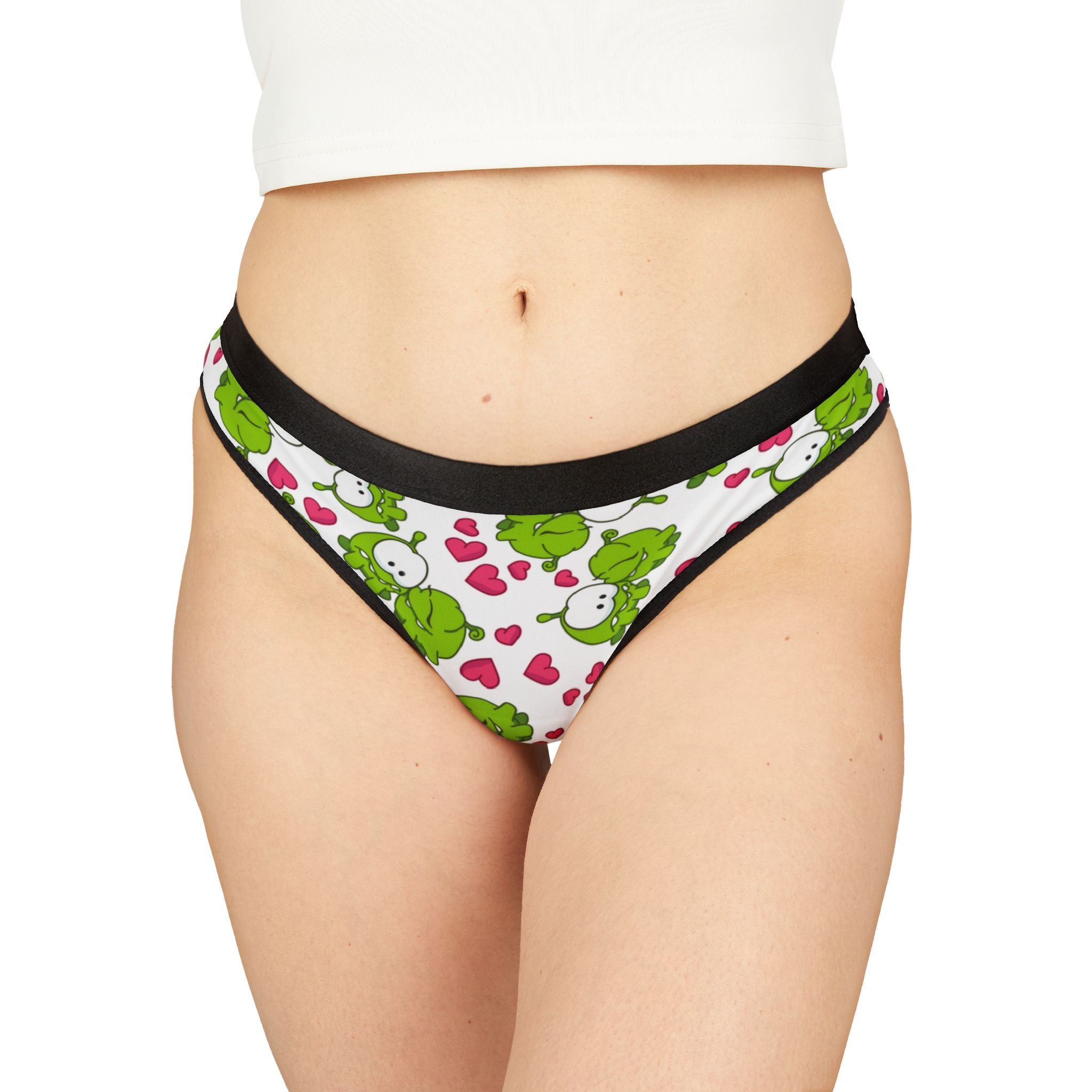 Women's thongs om nom kiss valentine white