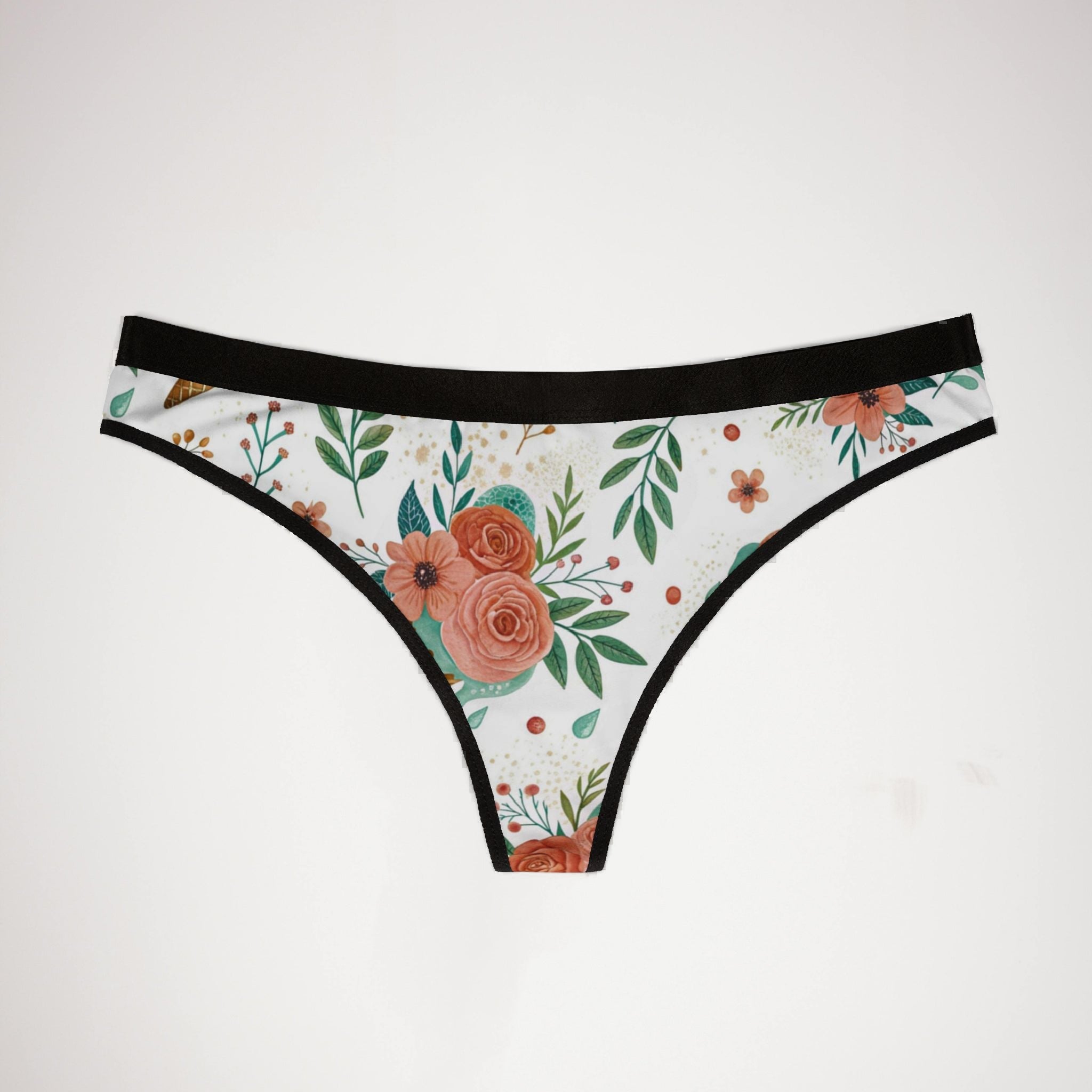 Women's thongs floral ice cream