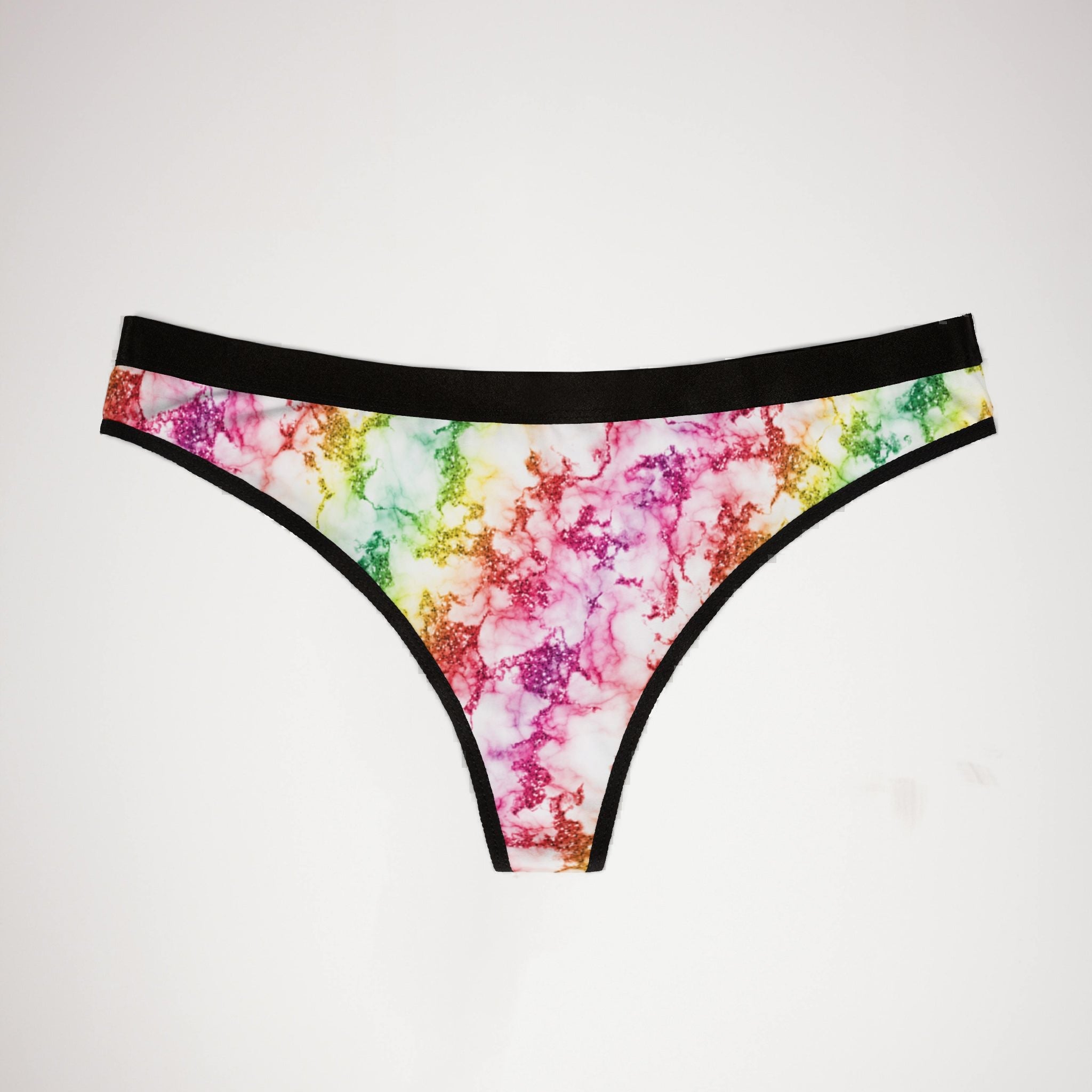 Women's thongs rainbow glitter