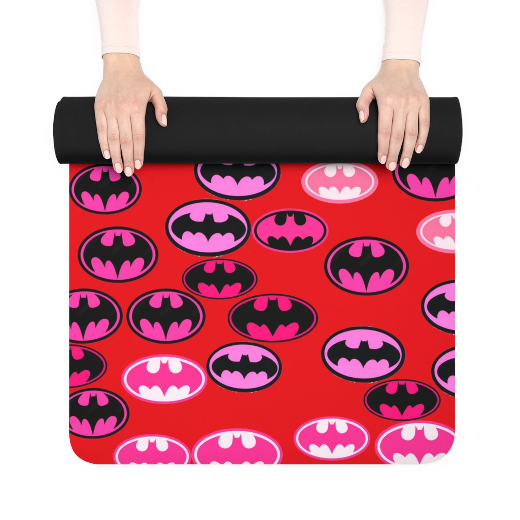 Rubber yoga mat batman rose valentine love red