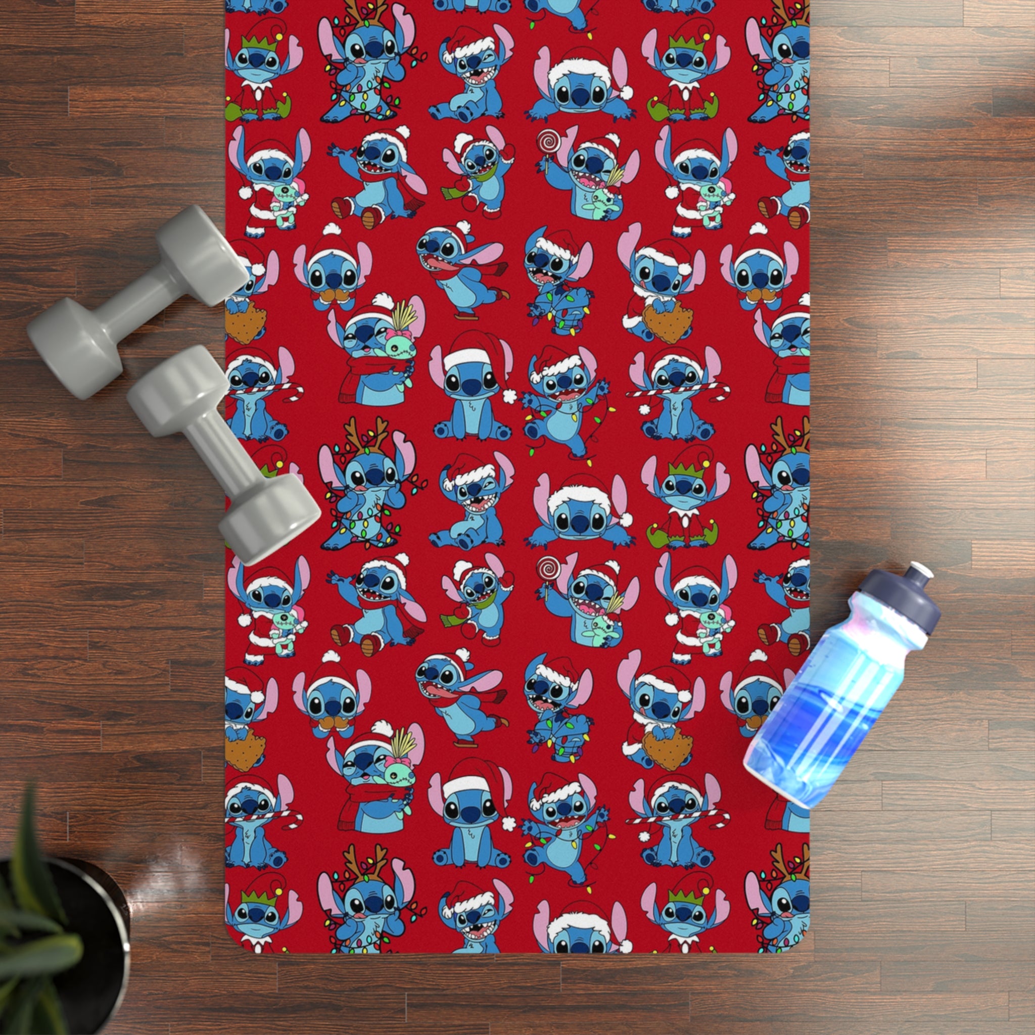 Rubber yoga mat stitch christmas noel red