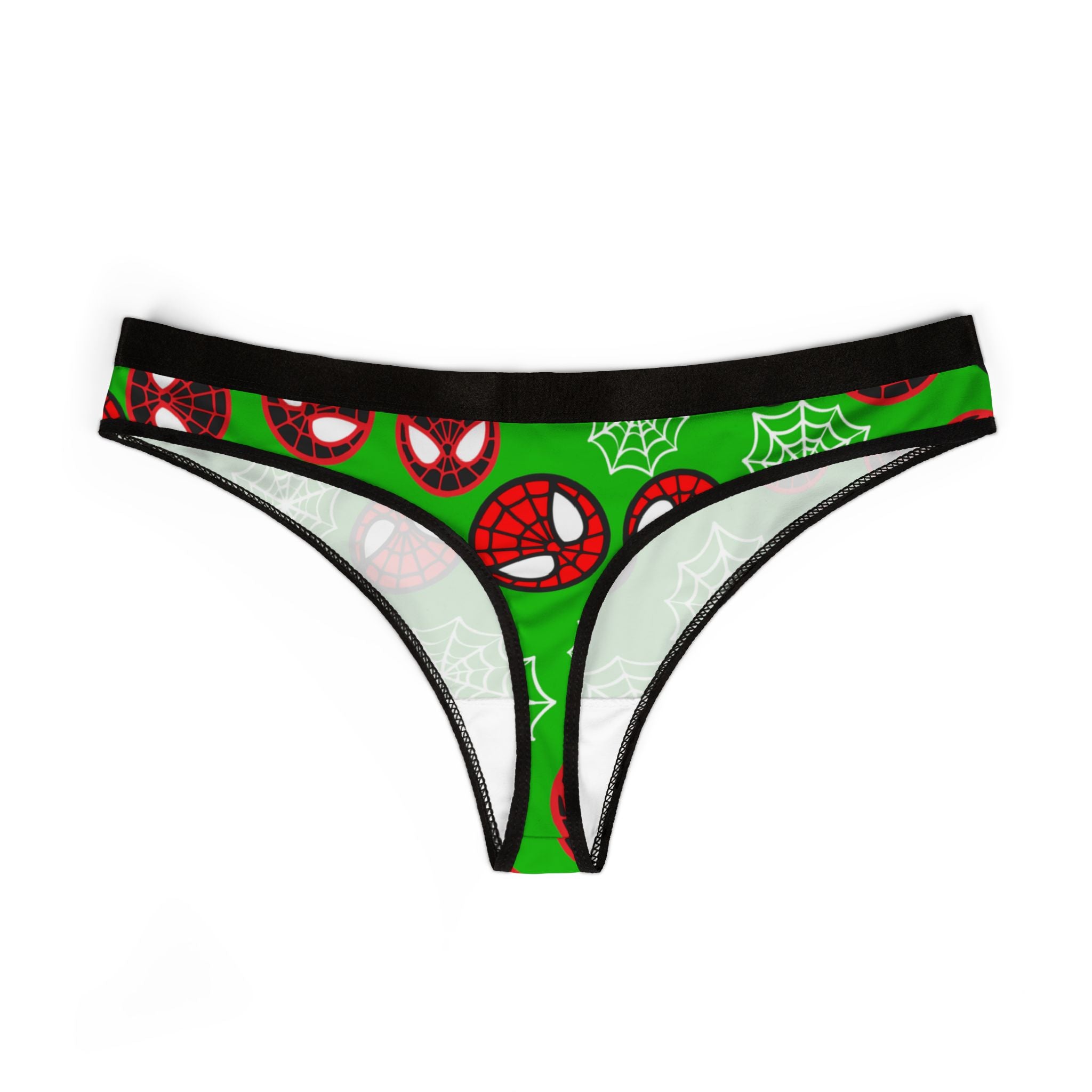 Women's thongs spider circle web green