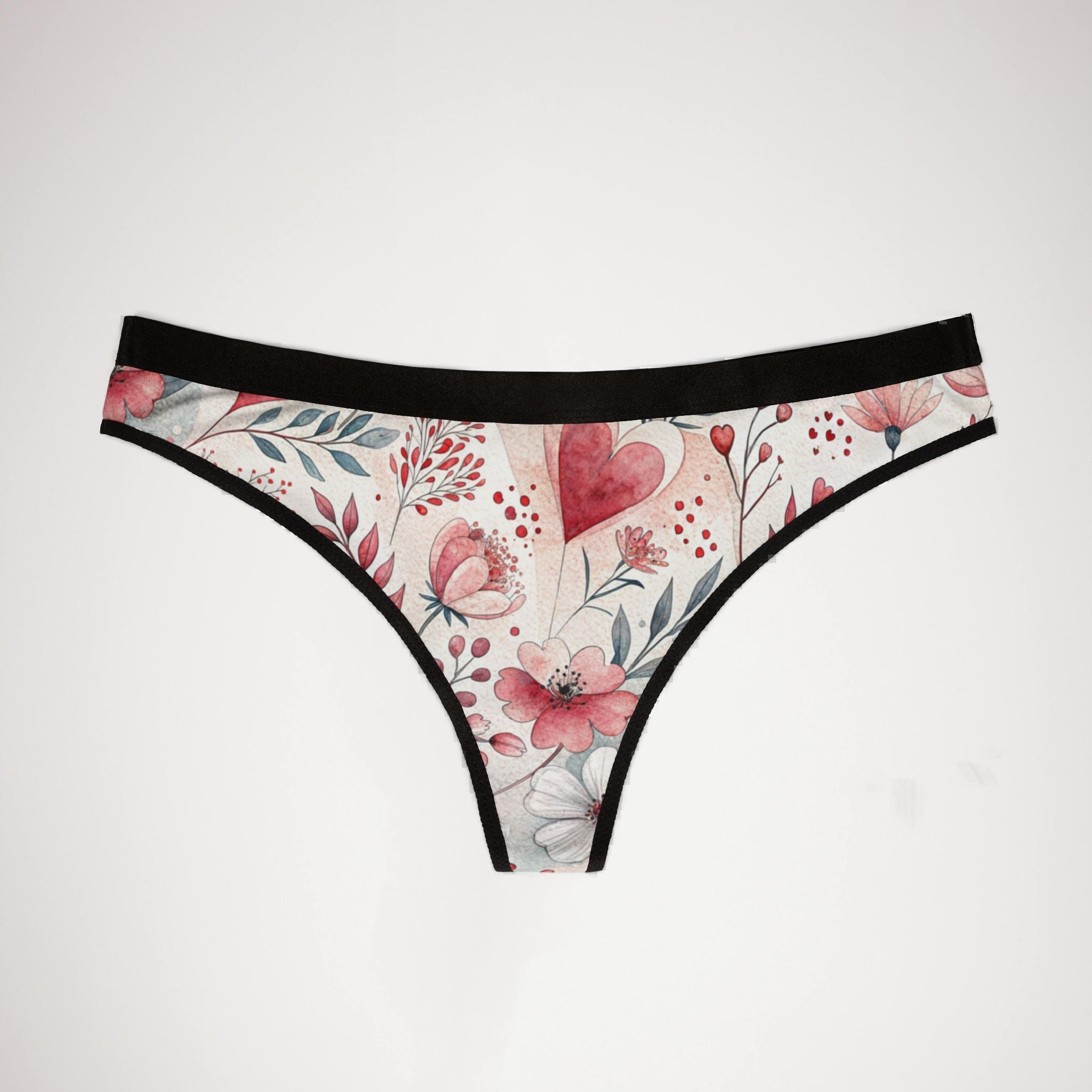 Women's thongs romantic watercolor wedding anniversary