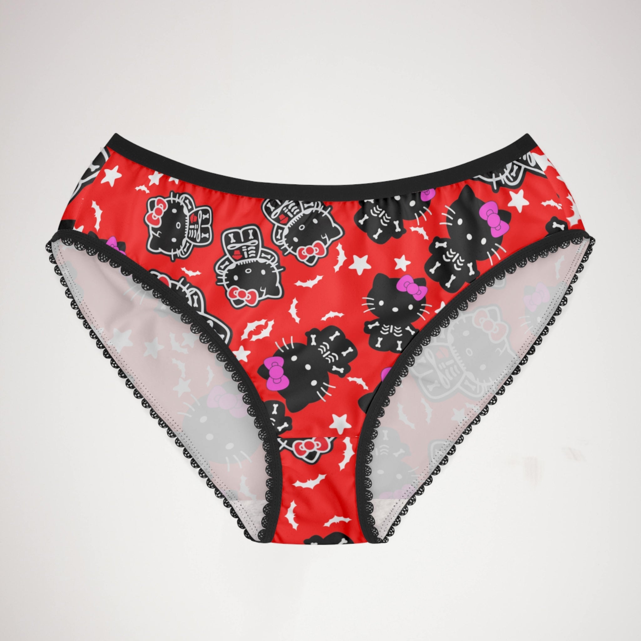 Women's briefs kitty halloween bones red