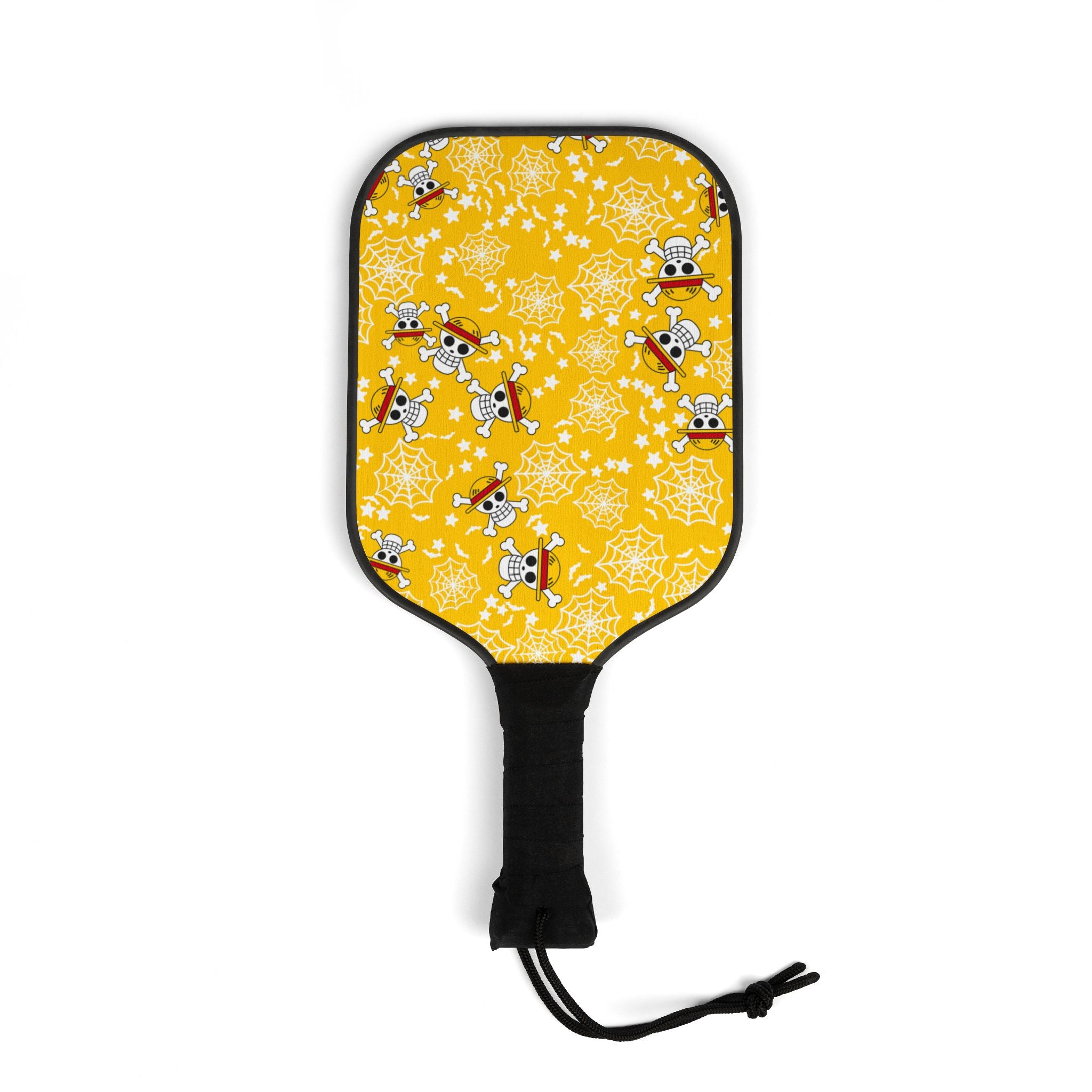 Pickleball kit (2 paddles + 2 balls + transparent bag) skull anime bats pumpkin halloween yellow