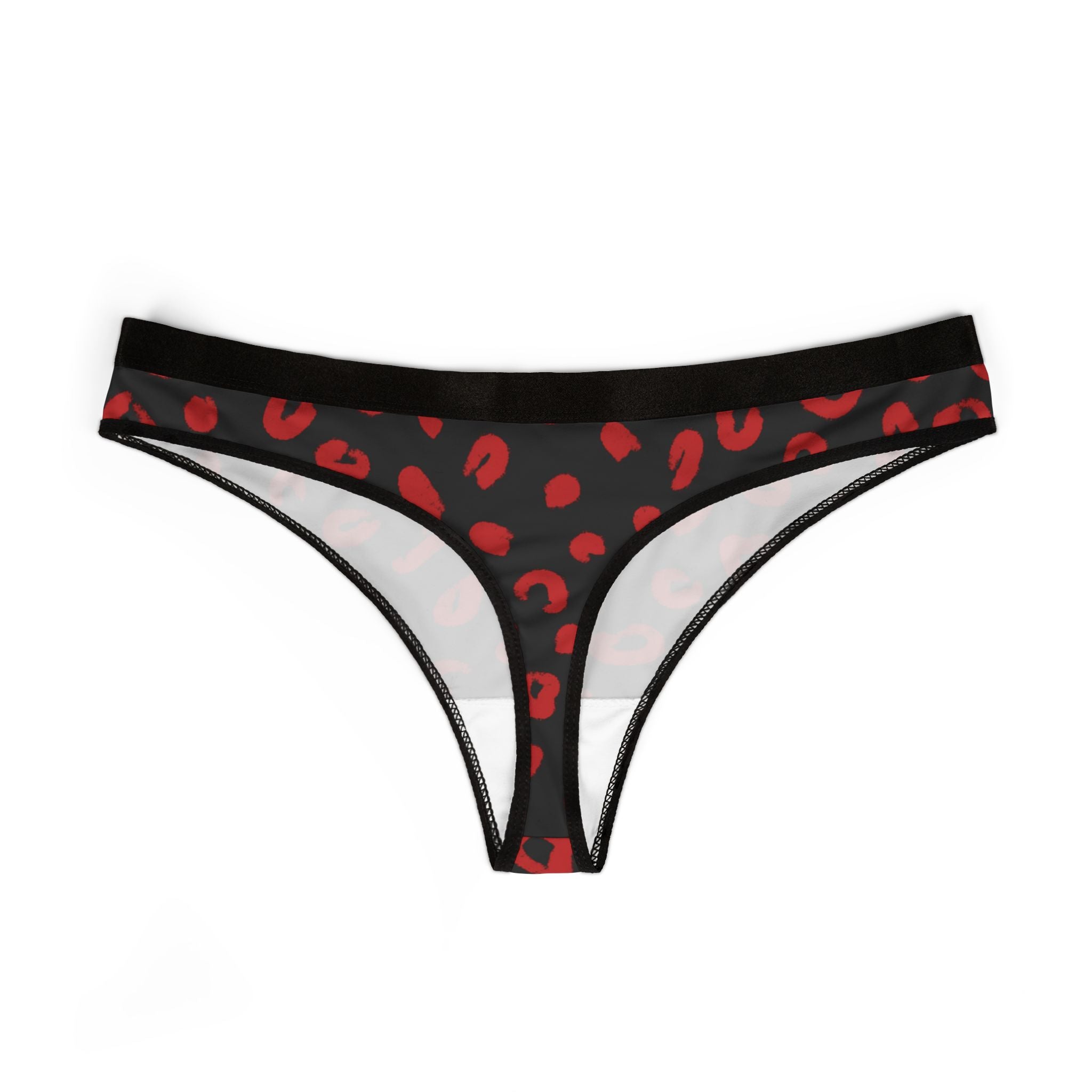 Women's thongs red leopard