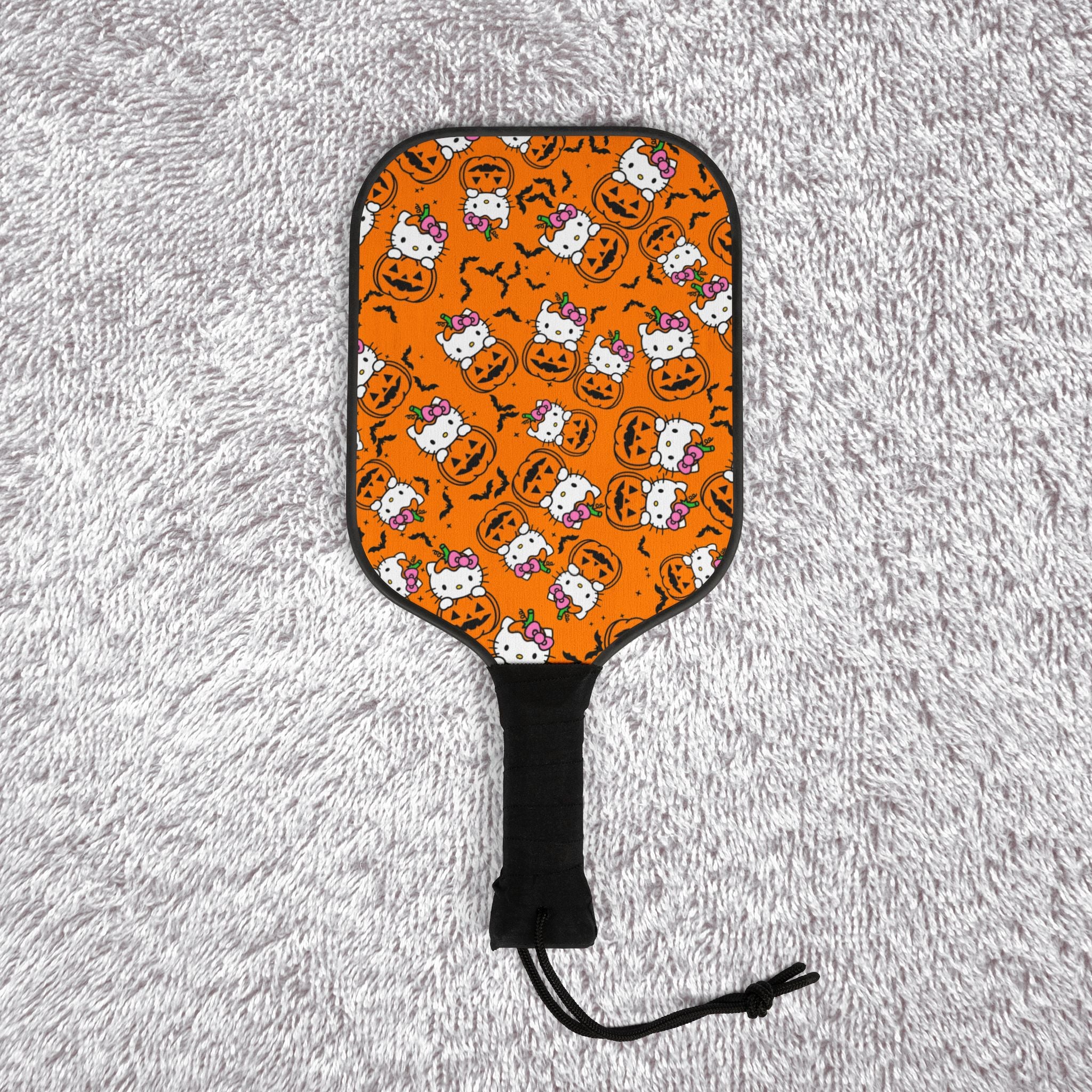 Pickleball kit (2 paddles + 2 balls + transparent bag) kitty hold pumpkin Halloween orange