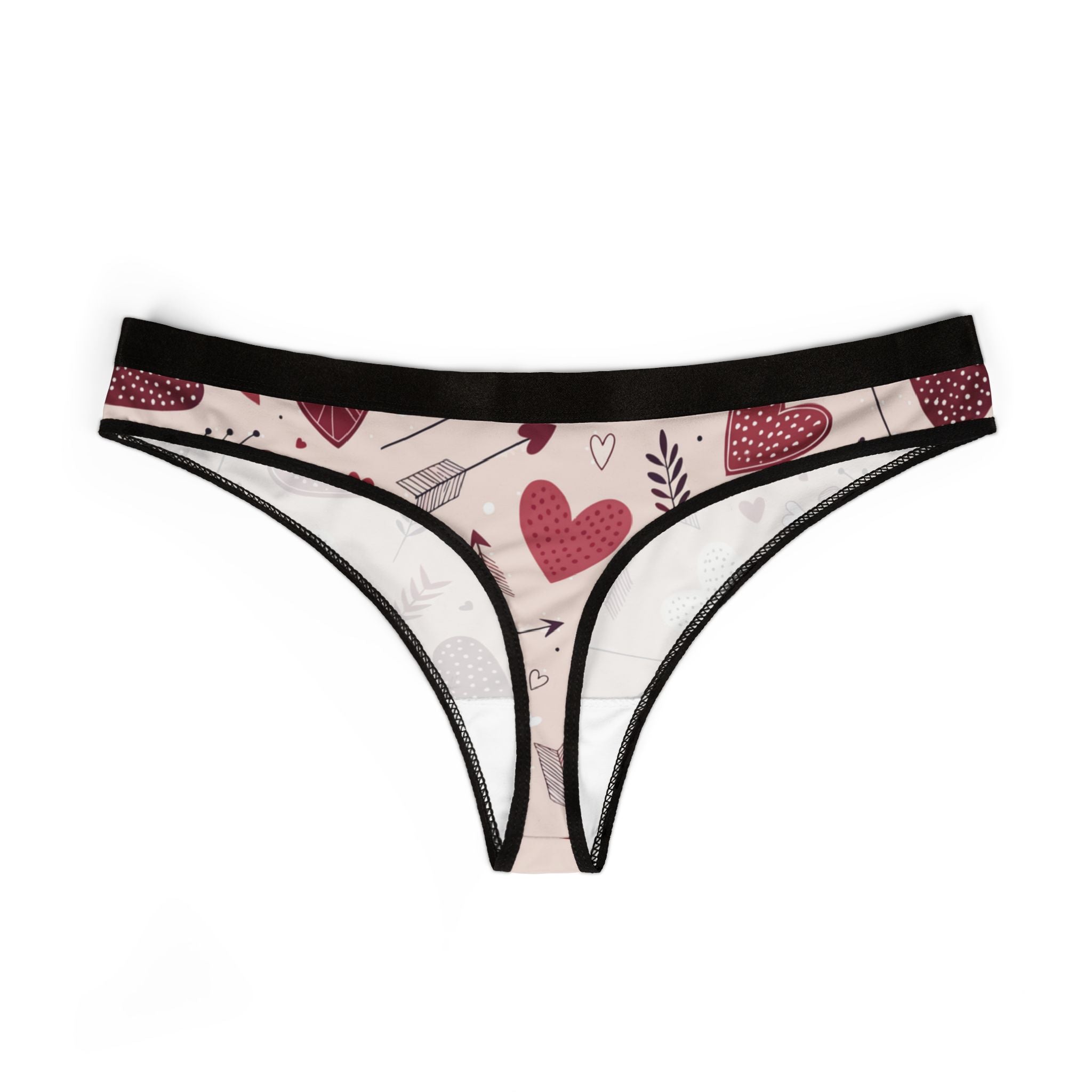 Women's thongs valentine heart retro three