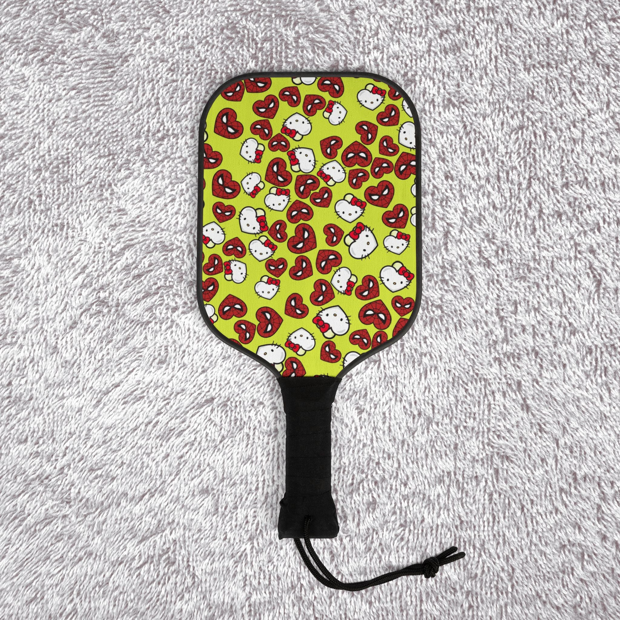 Pickleball kit (2 paddles + 2 balls + transparent bag) spider kitty double hearts yellow