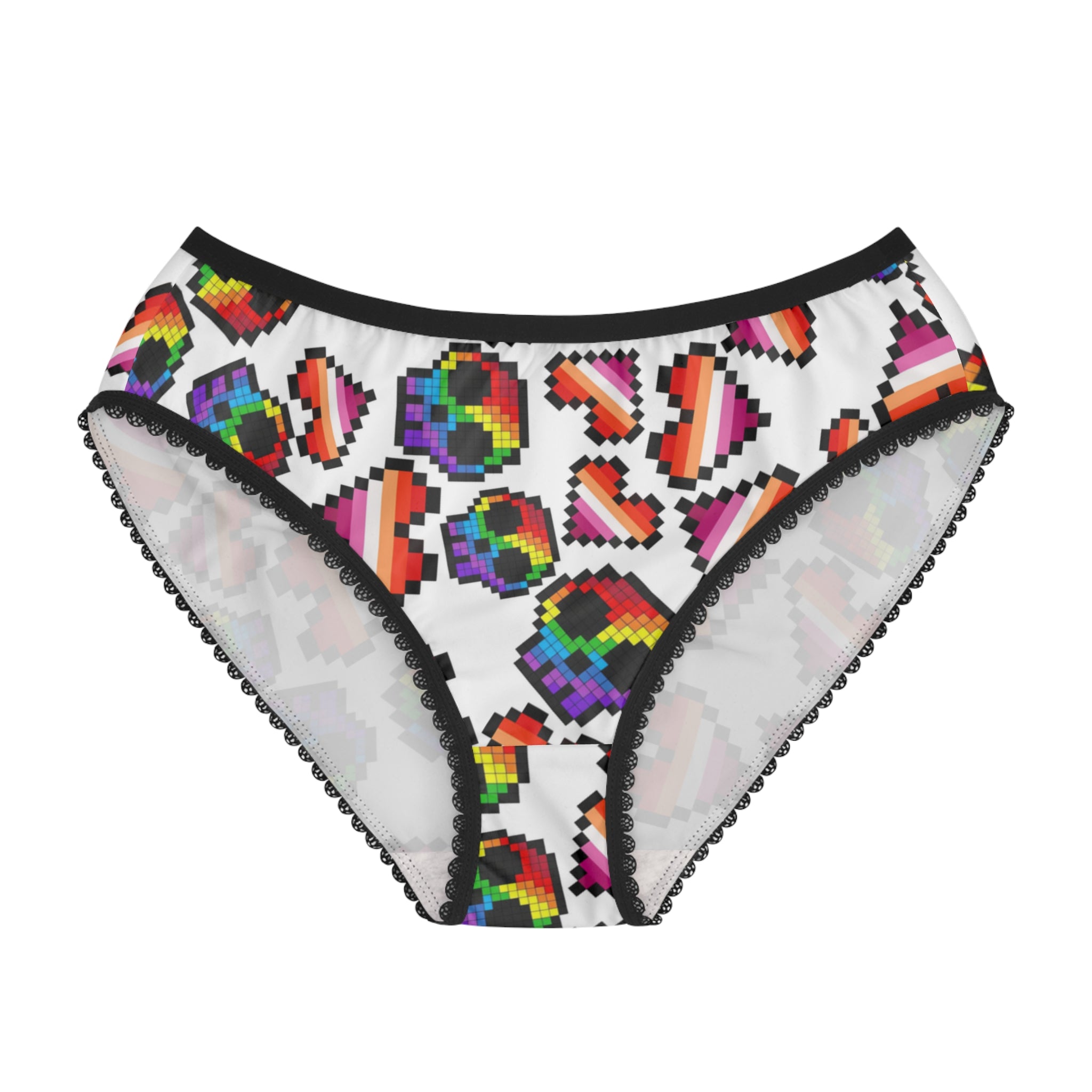 Women's briefs lgbt pride skull heart Halloween white