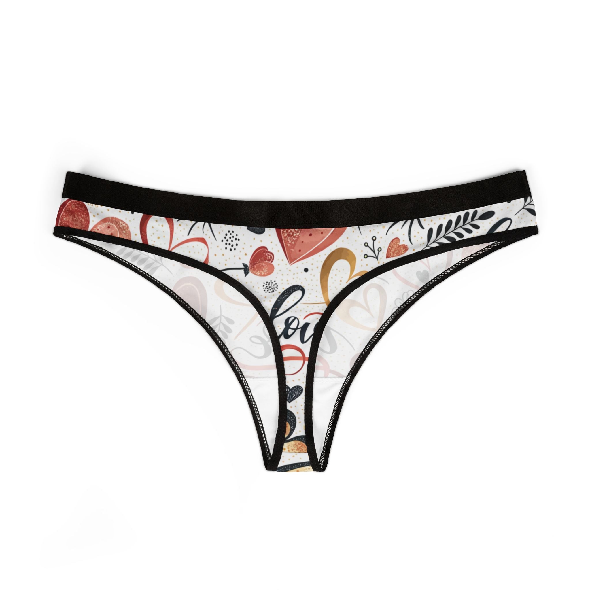 Women's thongs valentine heart retro three