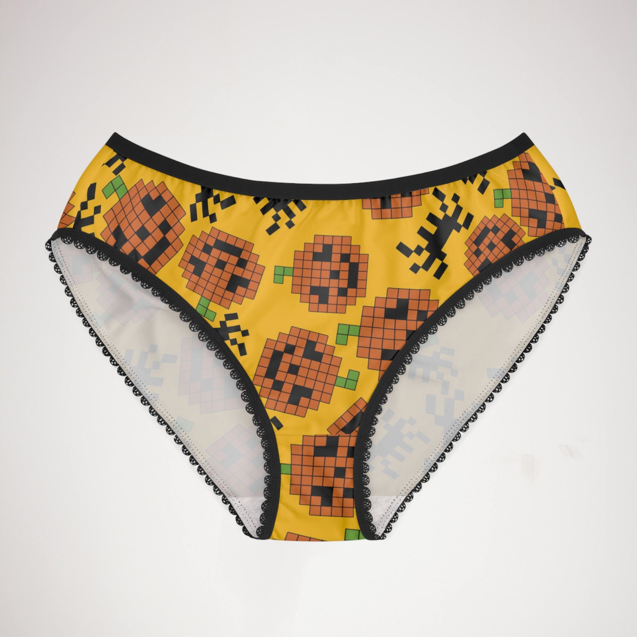 Women's briefs pumpkin spider pixel halloween yellow