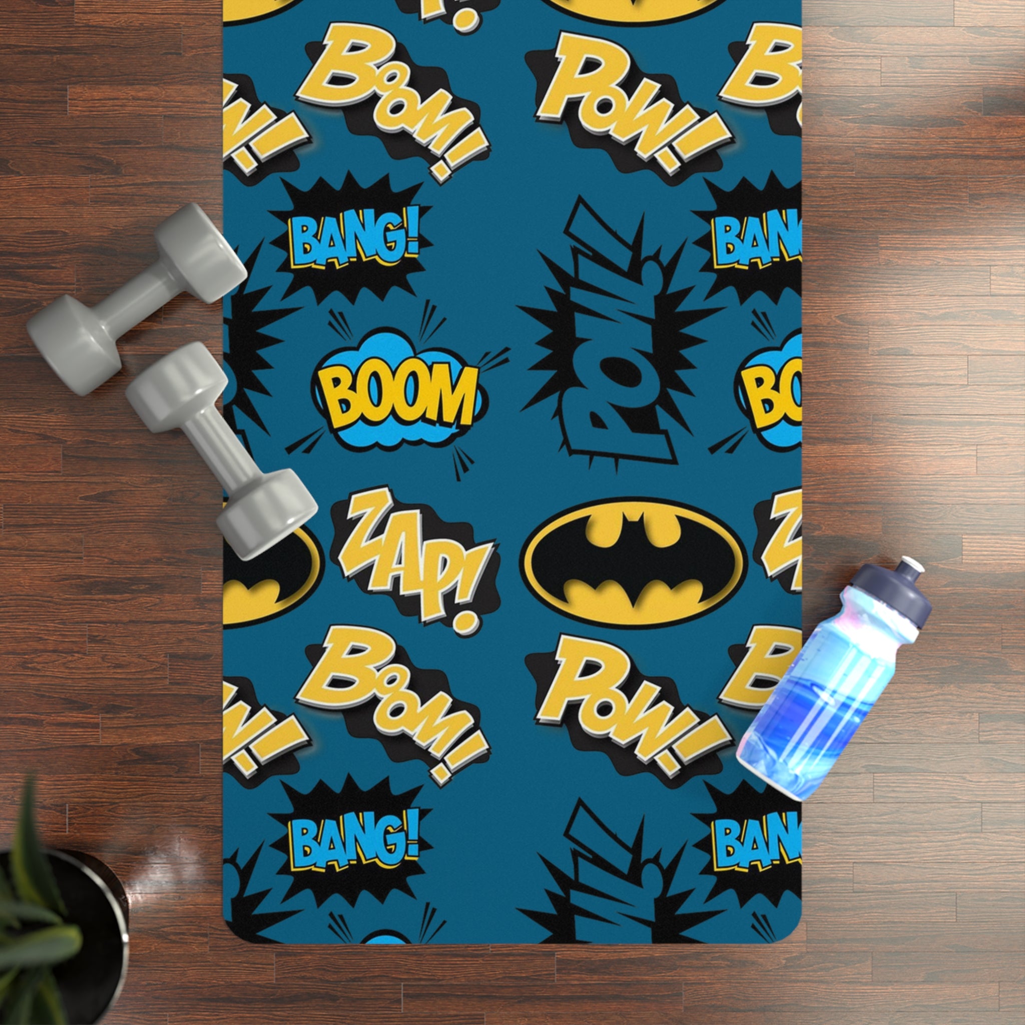 Rubber yoga mat batman sounds blue