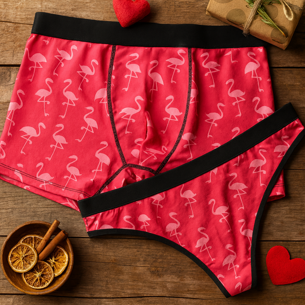 Matching underwear Tropical Island Garden for couples boxer & thong set