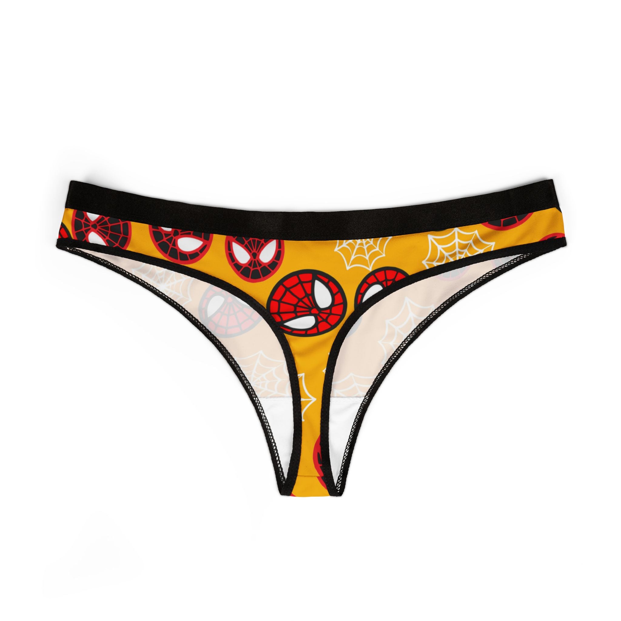 Women's thongs spider circle web yellow