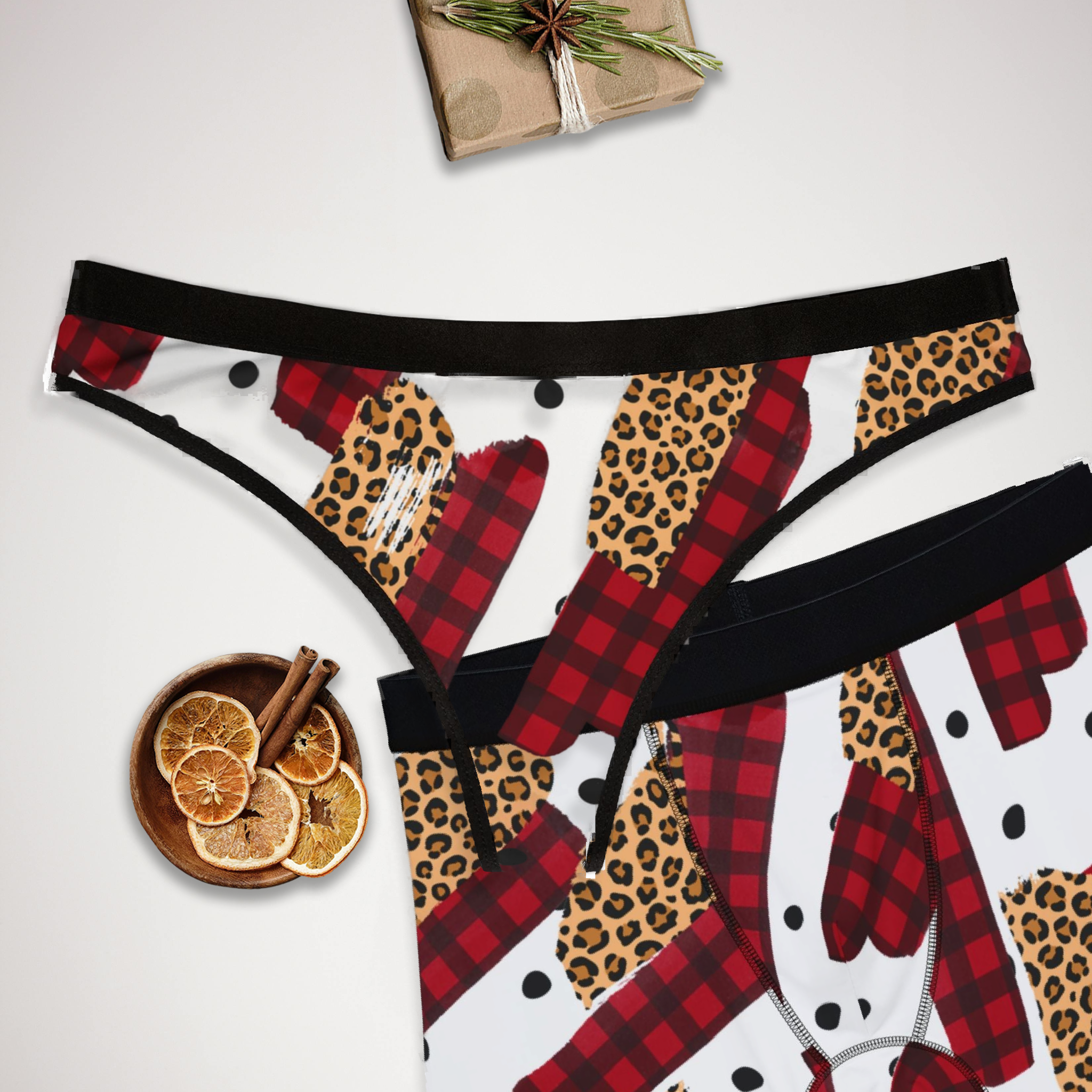 Matching underwear WILD CHRISTMAS for couples boxer & thong set