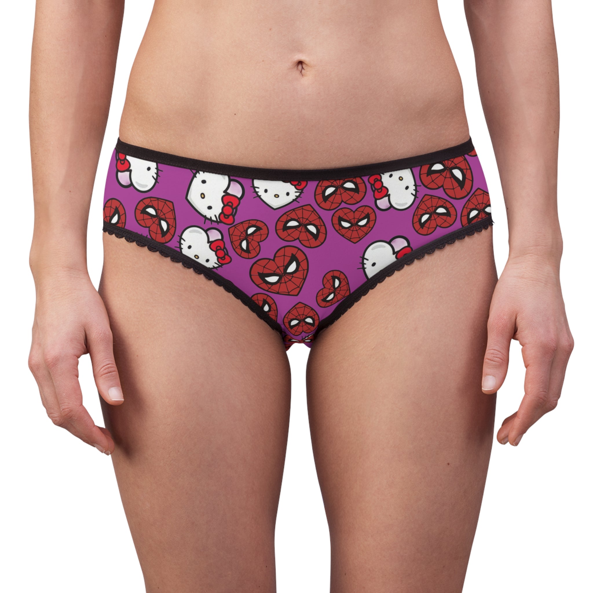 Women's briefs spider kitty double hearts purple