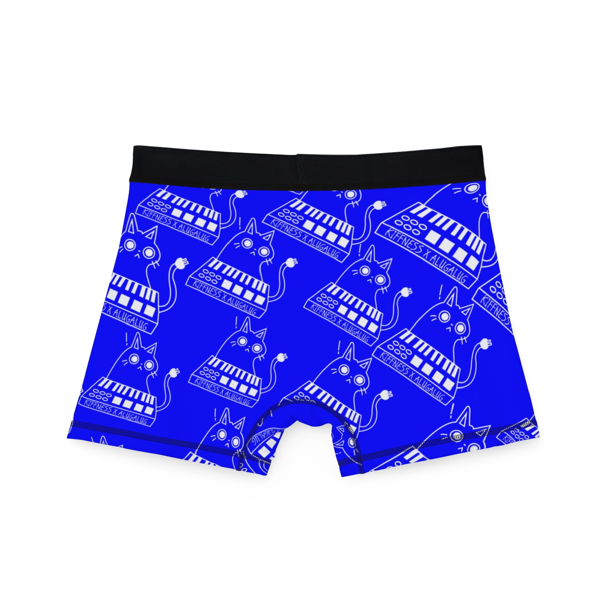 Men's boxers eating the cats meow meow the kiffness blue