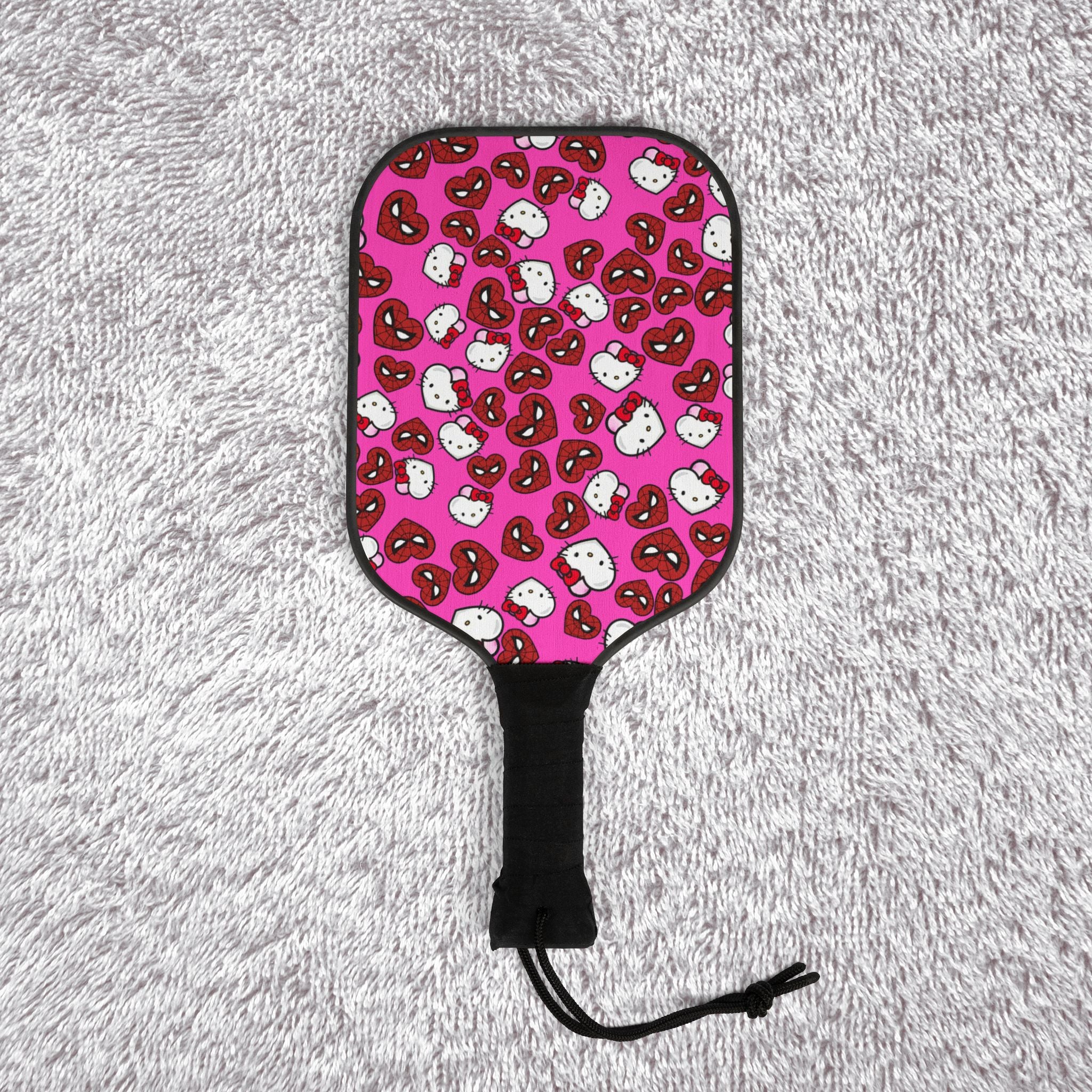 Pickleball kit (2 paddles + 2 balls + transparent bag) spider kitty double hearts pink