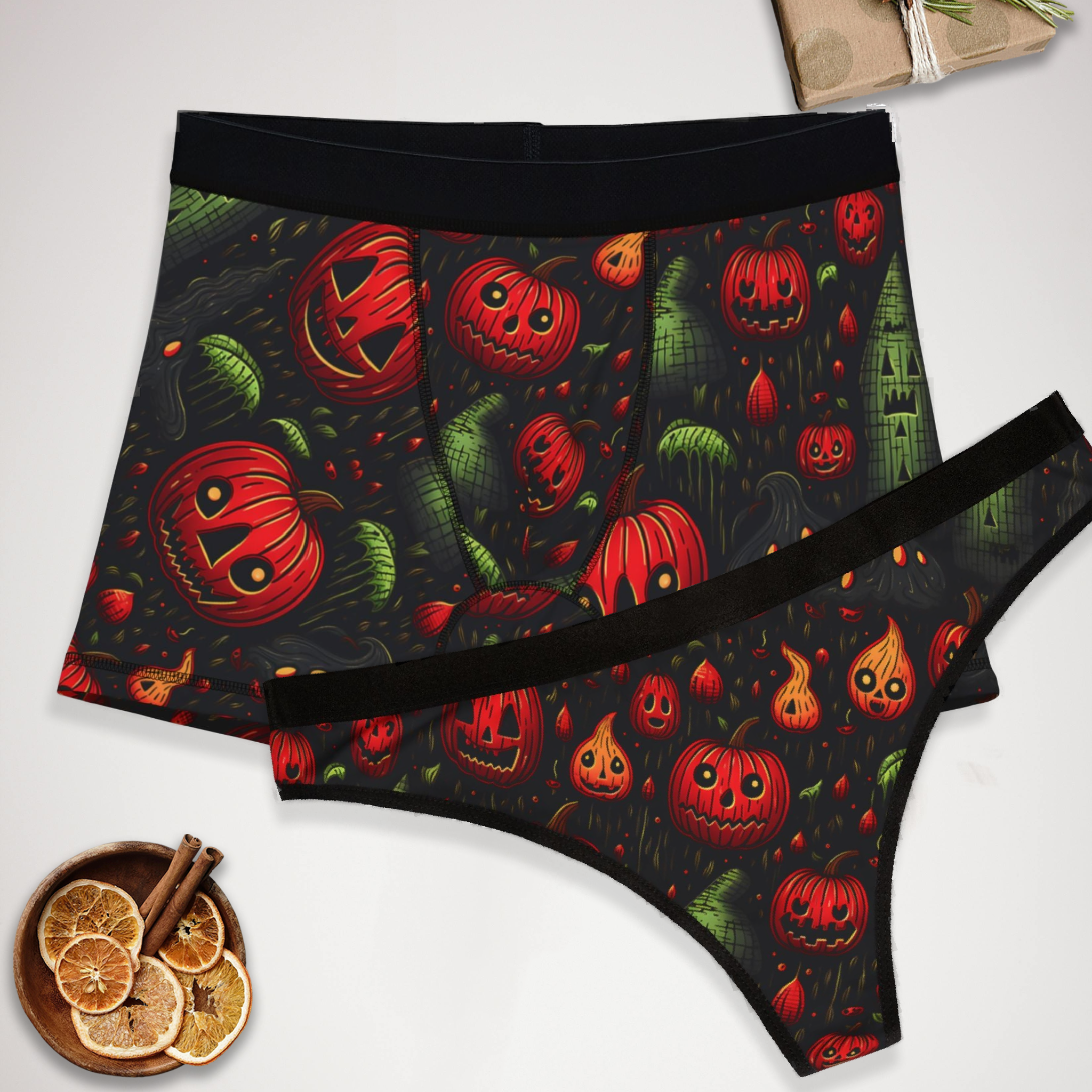 Matching underwear Halloween Crazy Extra for couples boxer & thong set