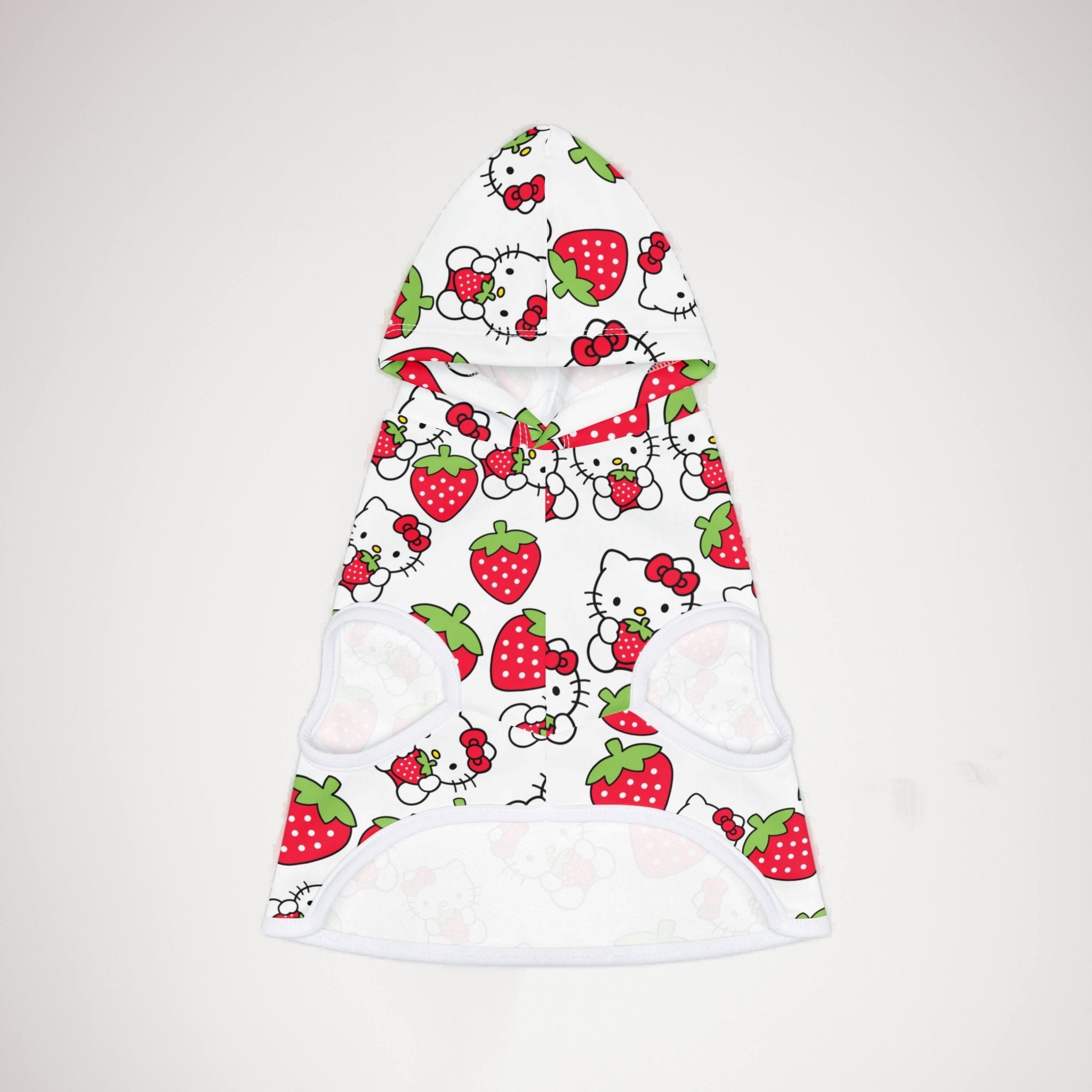 Pet hoodie kitty strawberry valentine love white