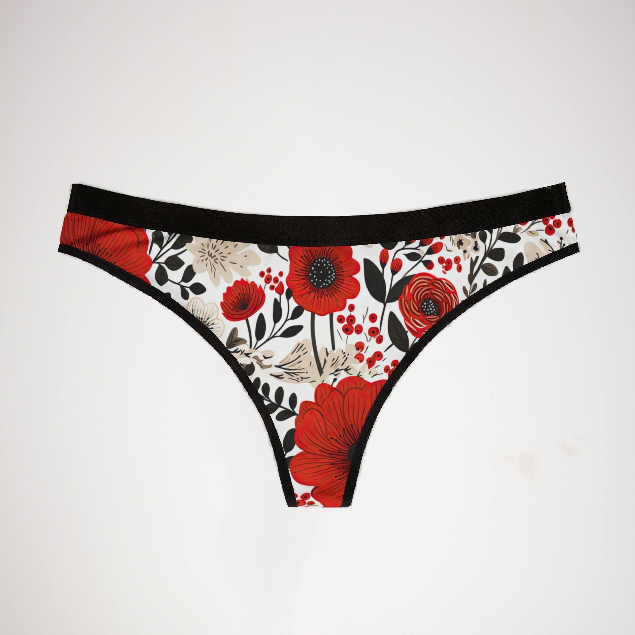 Women's thongs cute red flowers one one