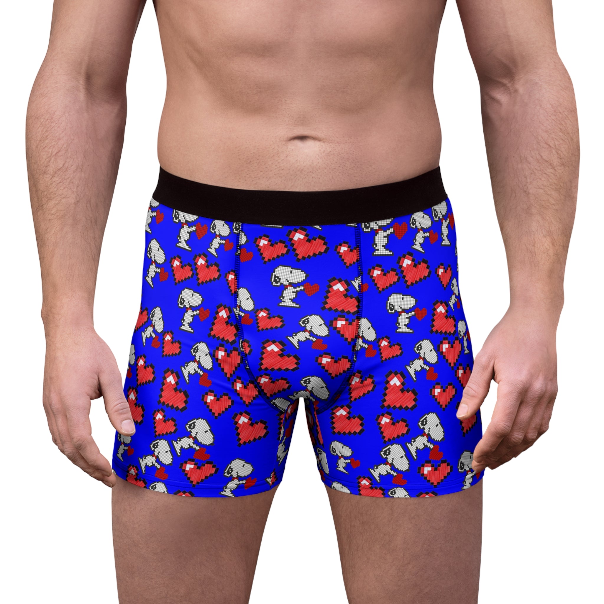 Men's boxer briefs snoopy hearts valentine blue