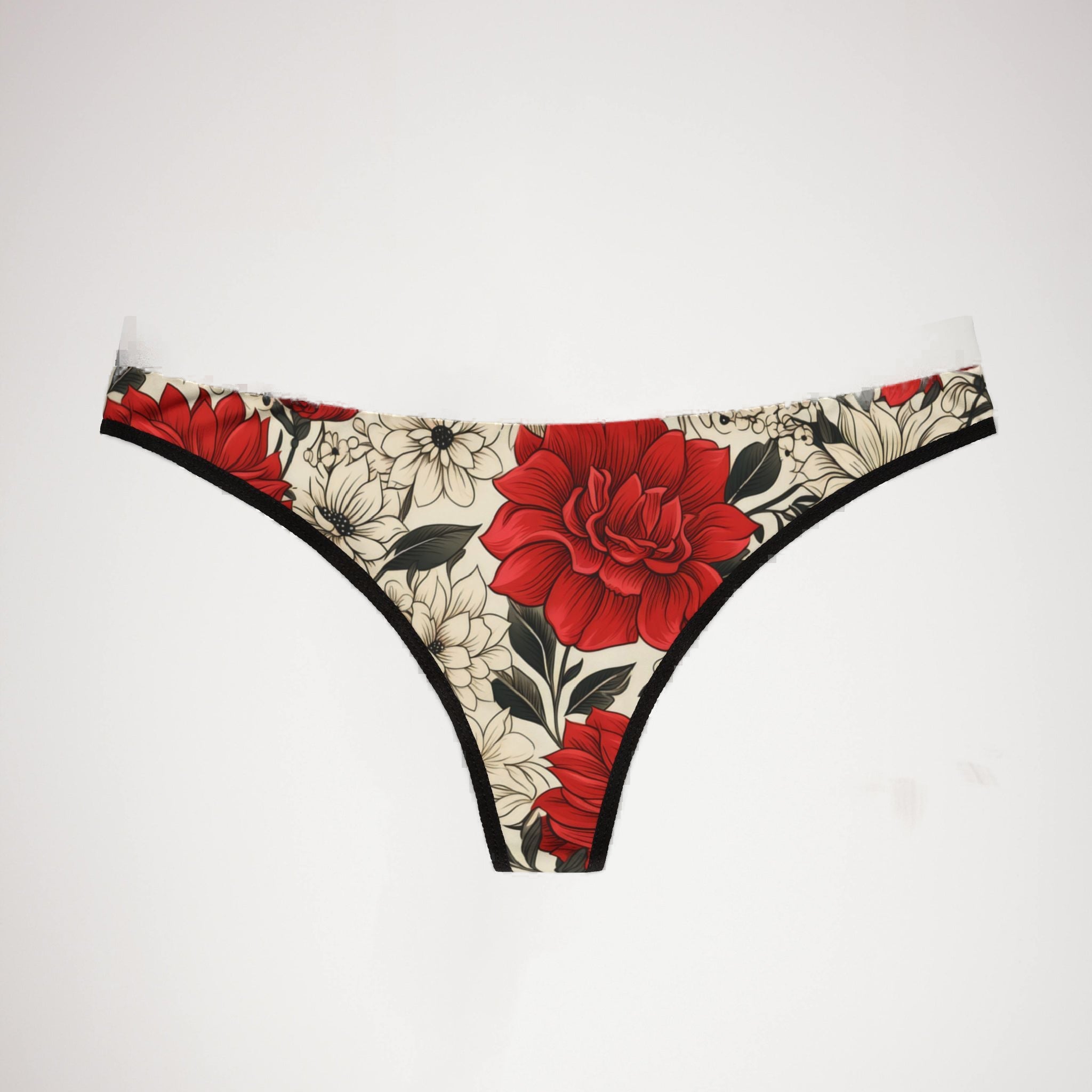 Women's thongs cute red flowers