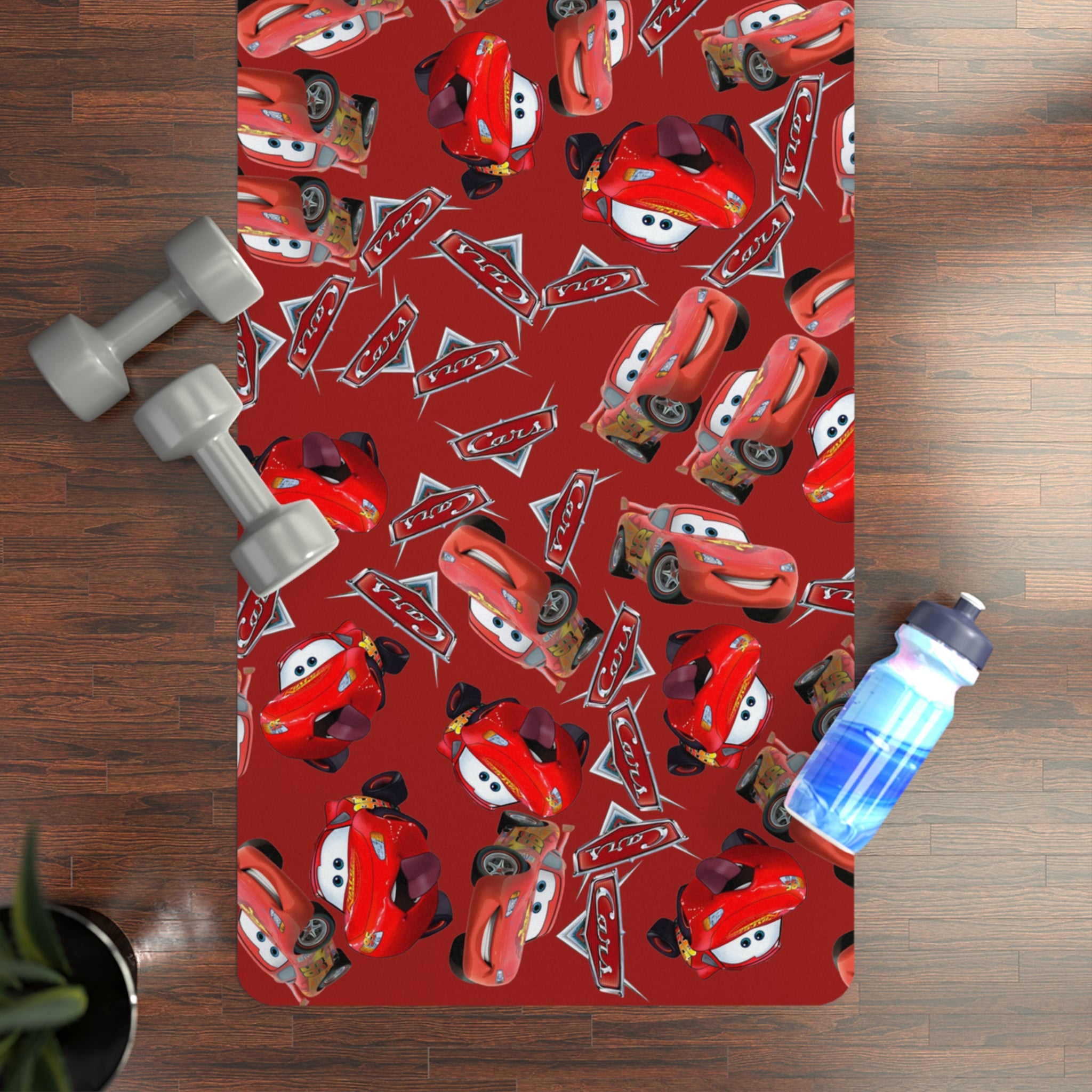 Rubber yoga mat funny mcqueen red