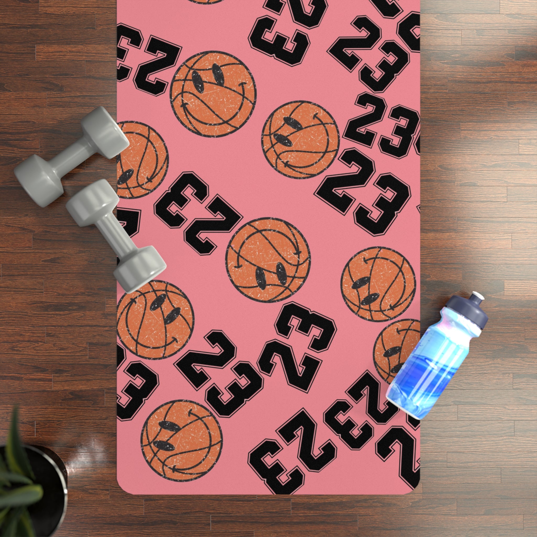 Rubber yoga mat number   basketball pink