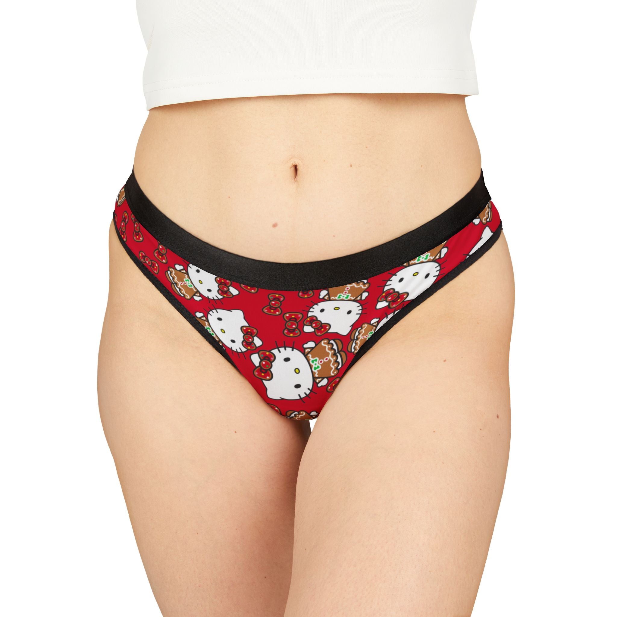 Women's thongs kitty cookies noel Christmas red