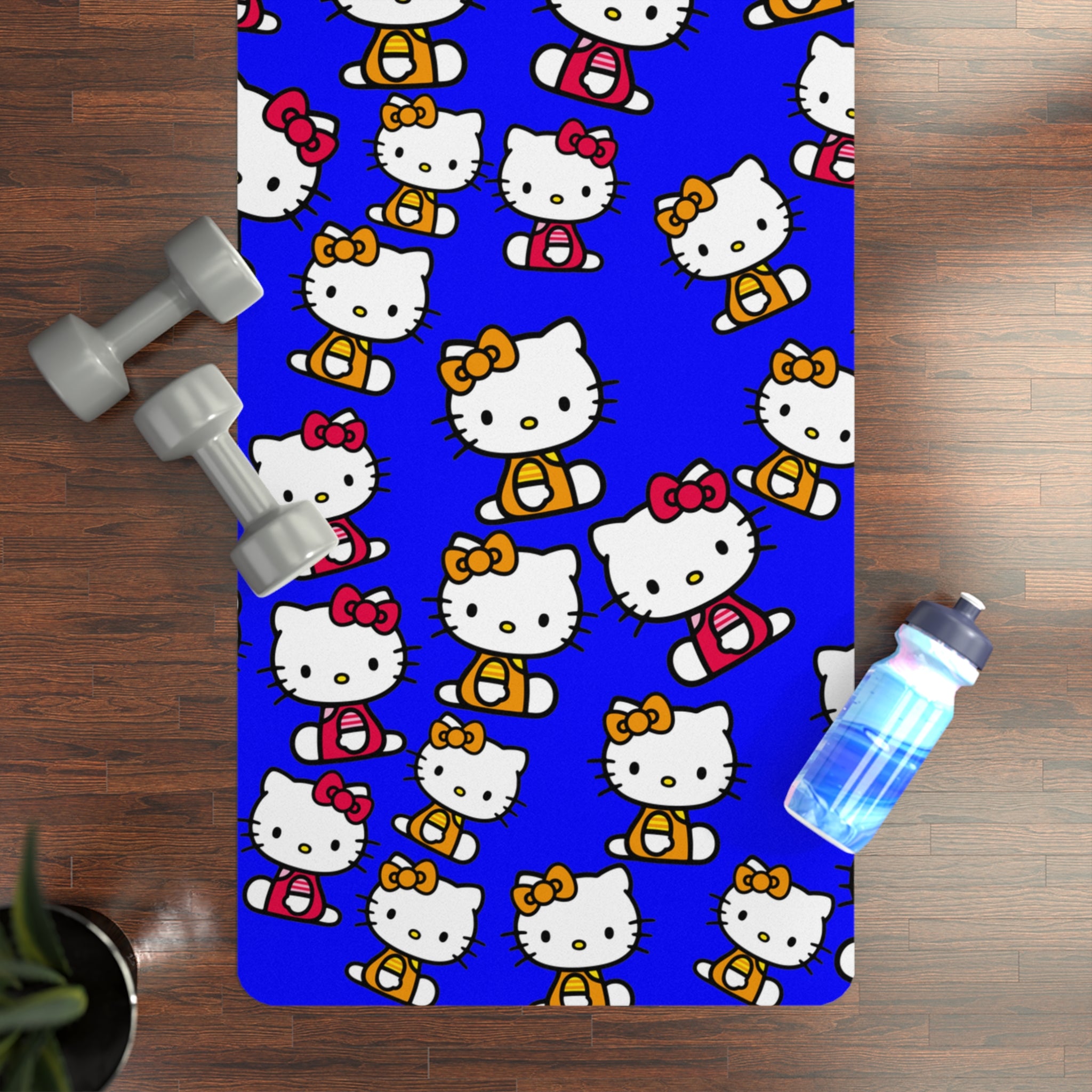 Rubber yoga mat kitty two colors blue