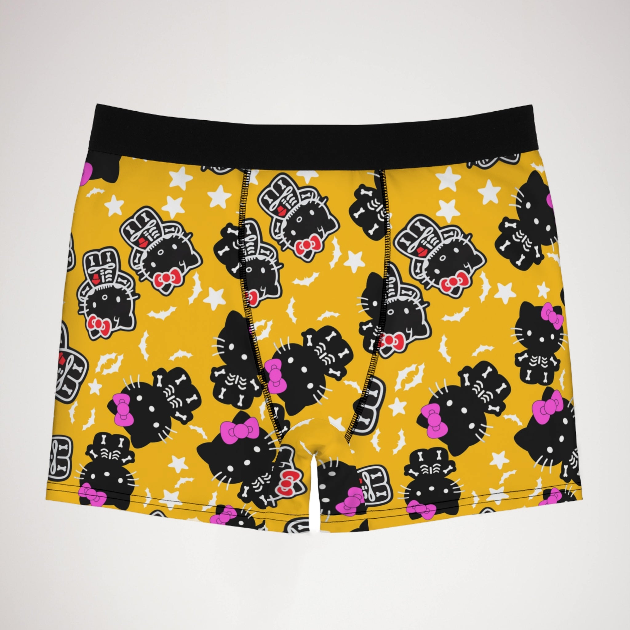 Men's boxer briefs kitty halloween bones yellow