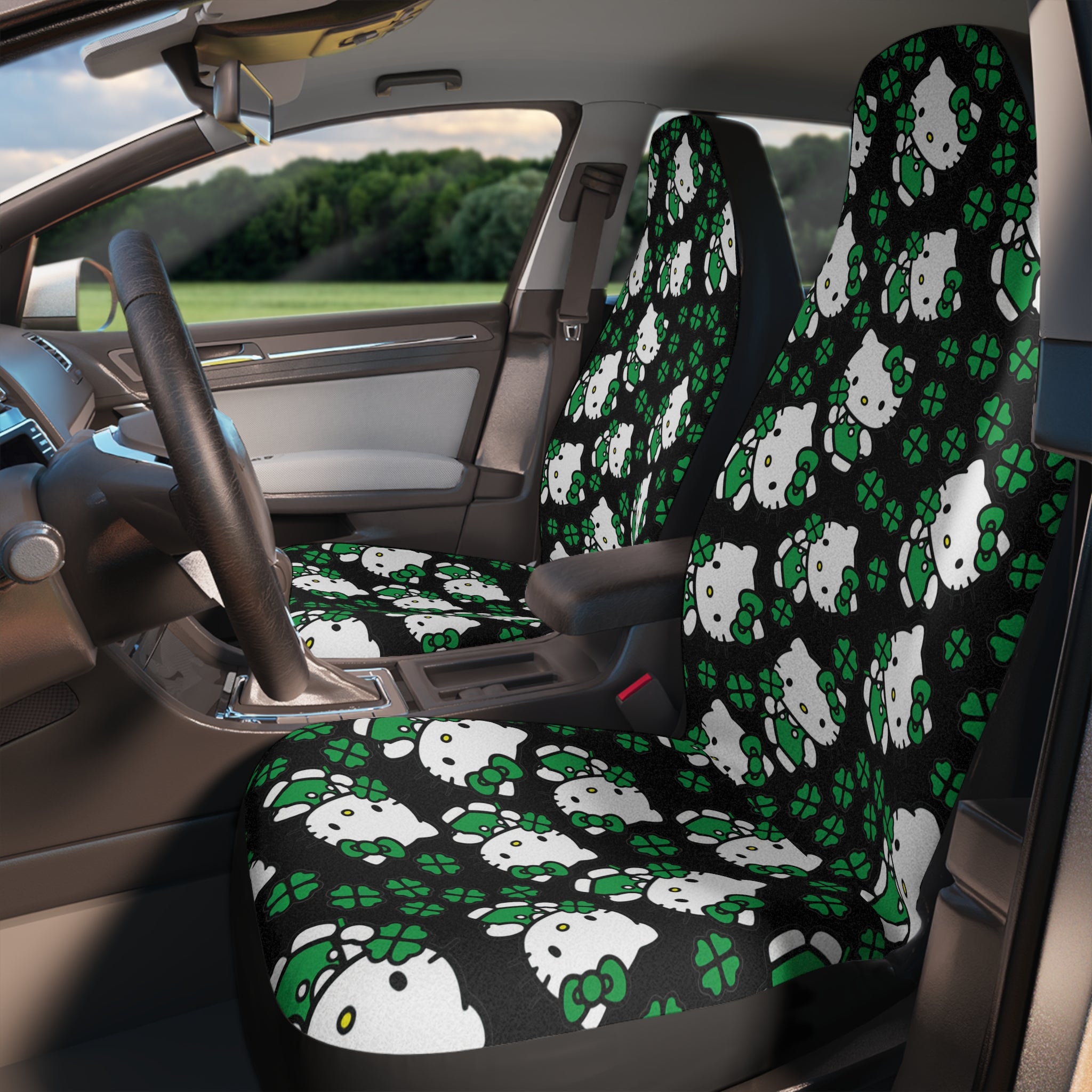 Car seat covers kitty saint patrick lucky black