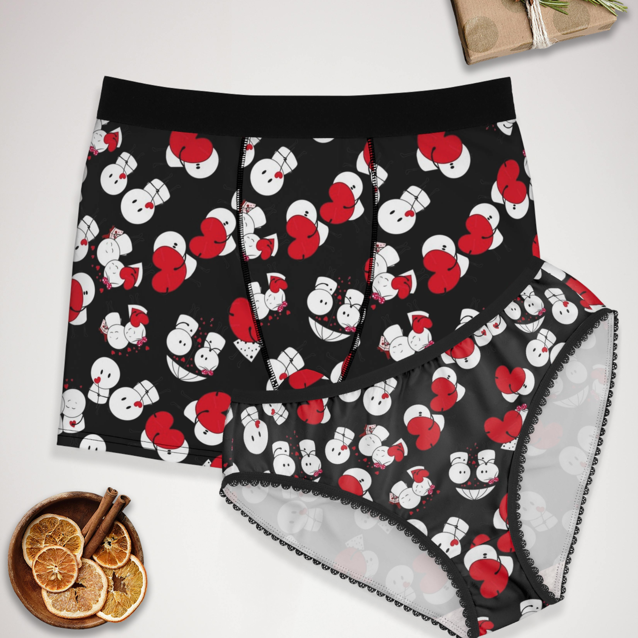 Couples matching cute valentine love underwear set boxer & briefs